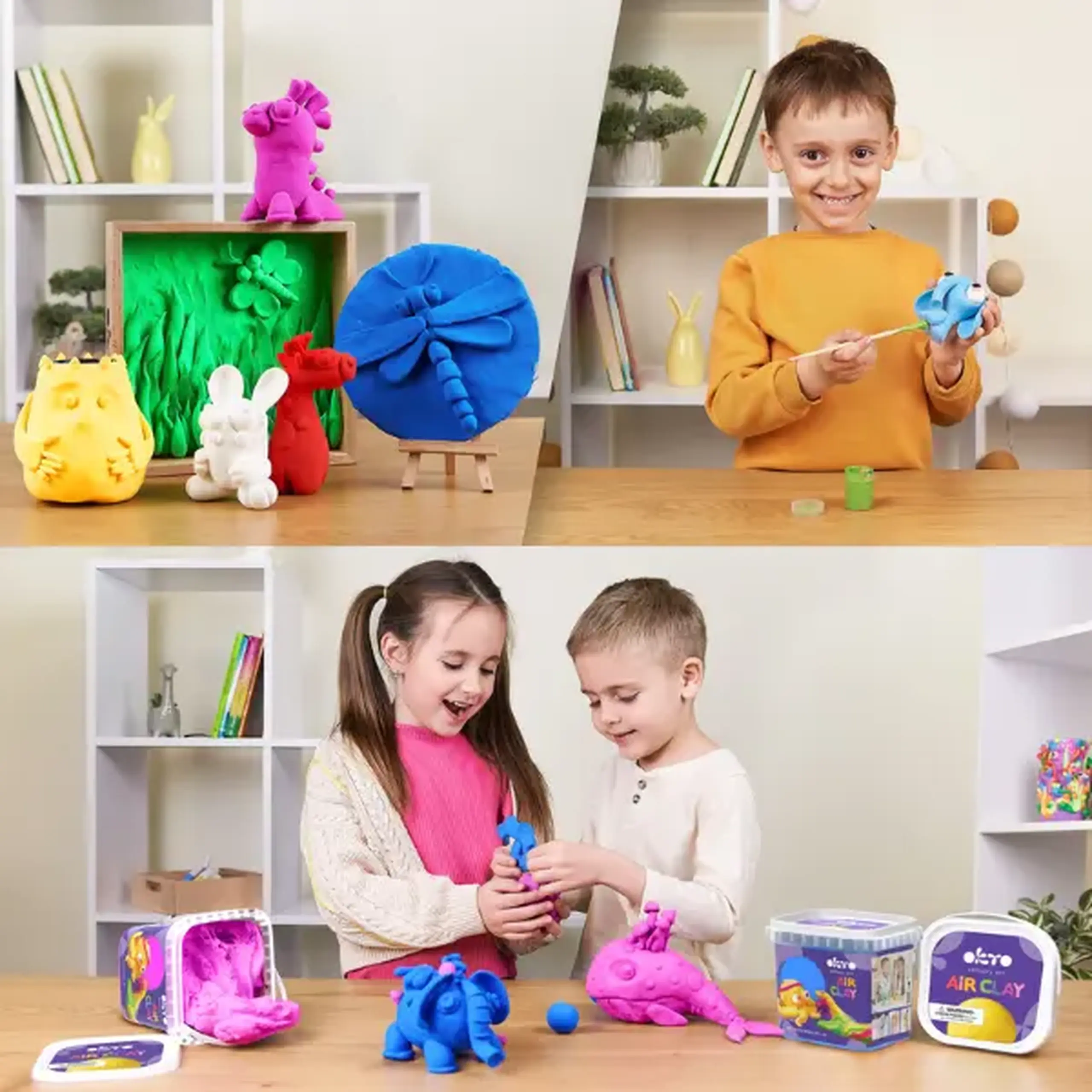 Plastilină aerată Air Clay OKTO, culoare albastră, 270 g
