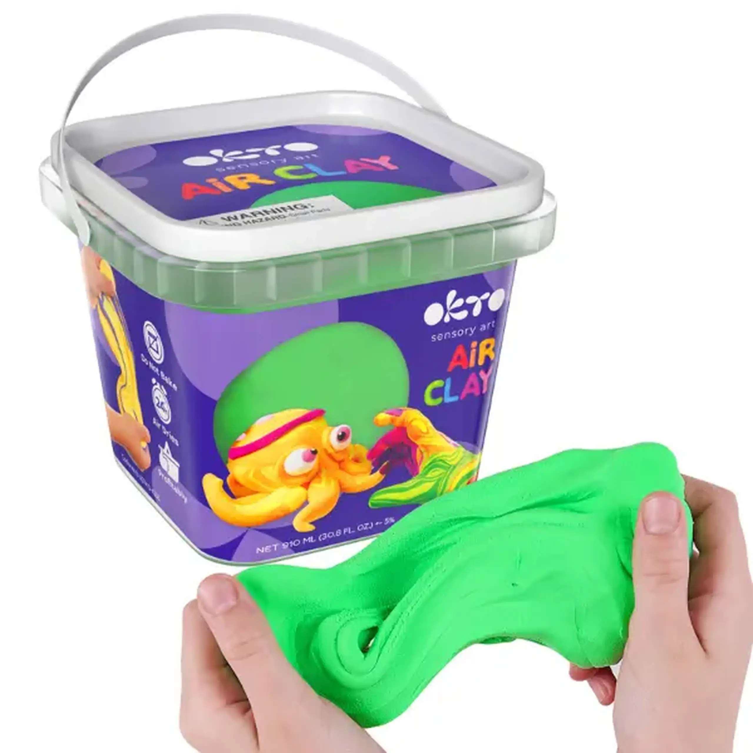 Plastilină aerată Air Clay OKTO, culoare verde, 270 g