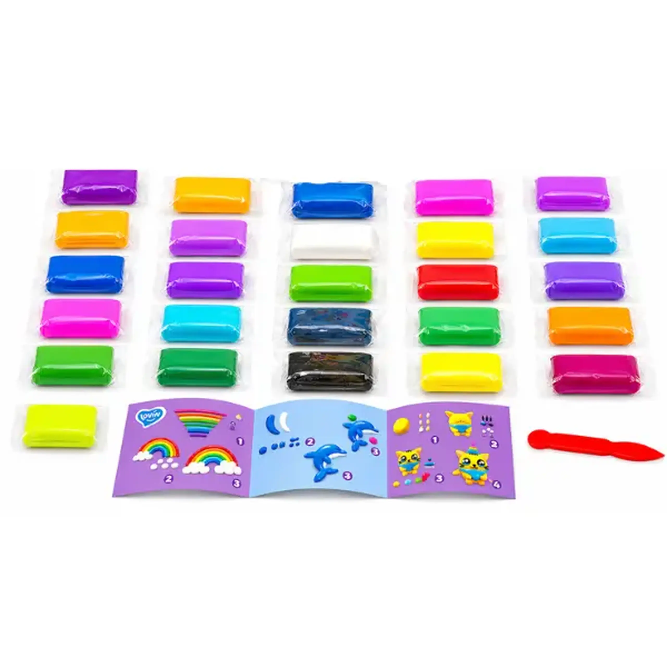 Set de plastilină aerată Air Clay, 25 culori x 4 g, 2 modele.