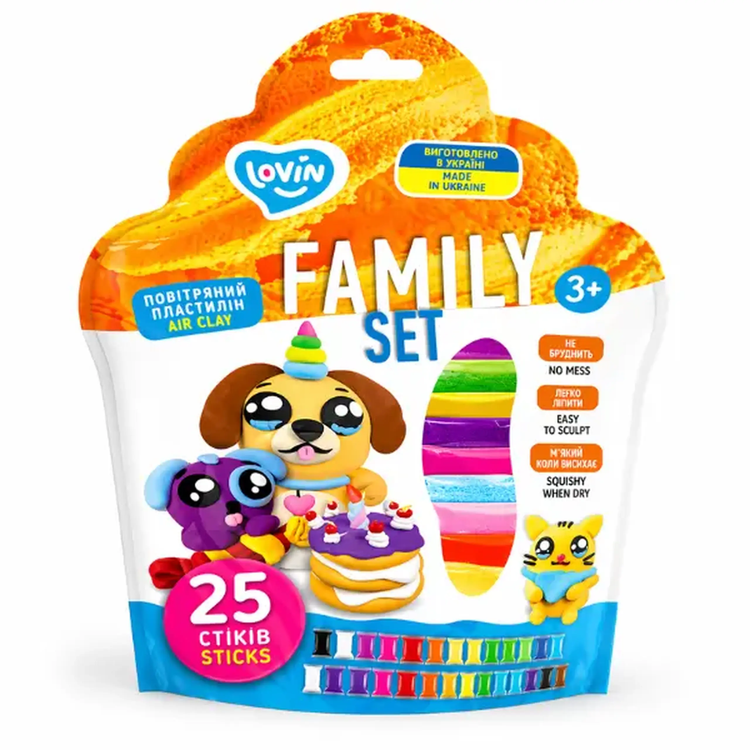 Set de plastilină aerată Air Clay, 25 culori x 4 g, 2 modele.