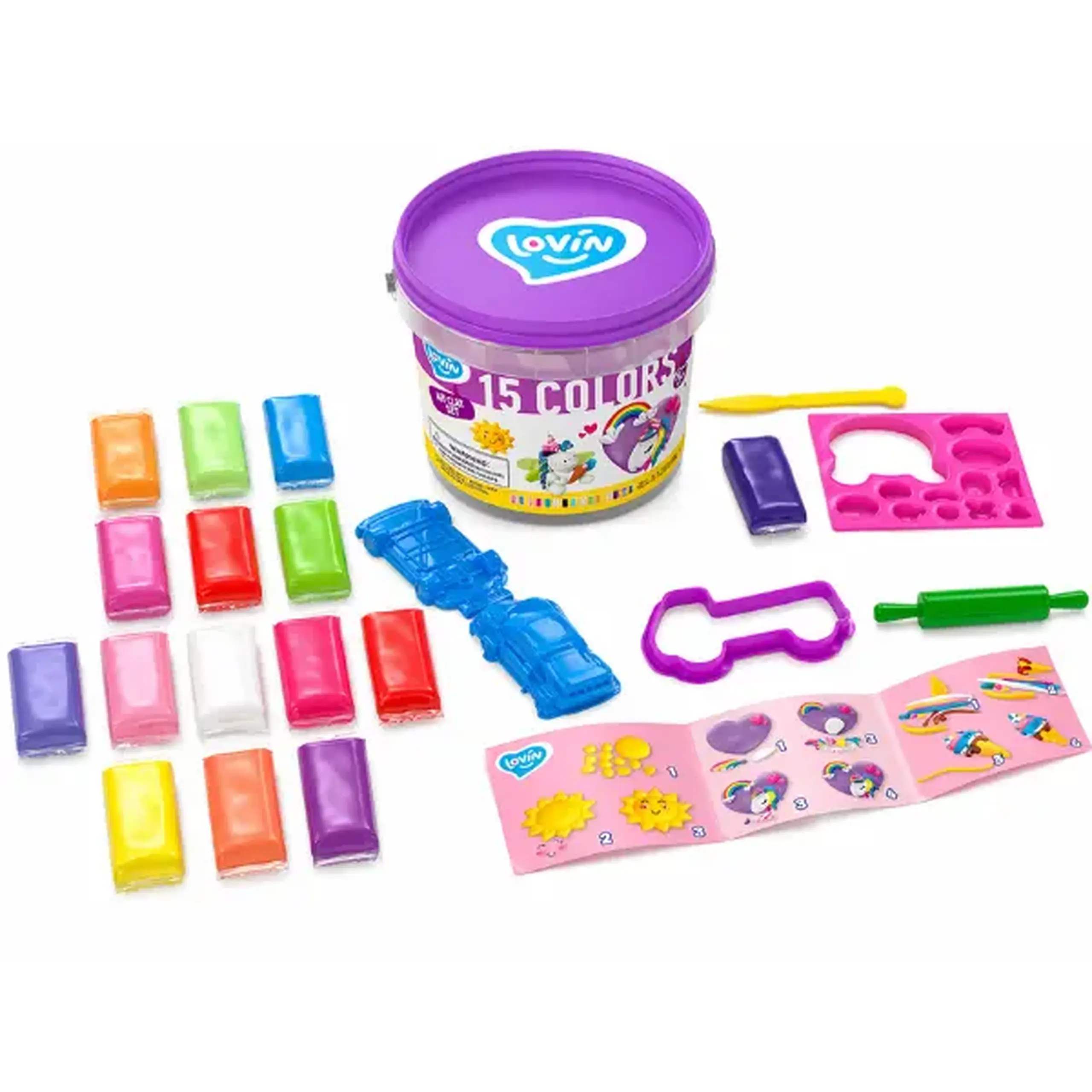 Set de plastilină aerată Air Clay „Unicorni”, 15 culori x 4 g.