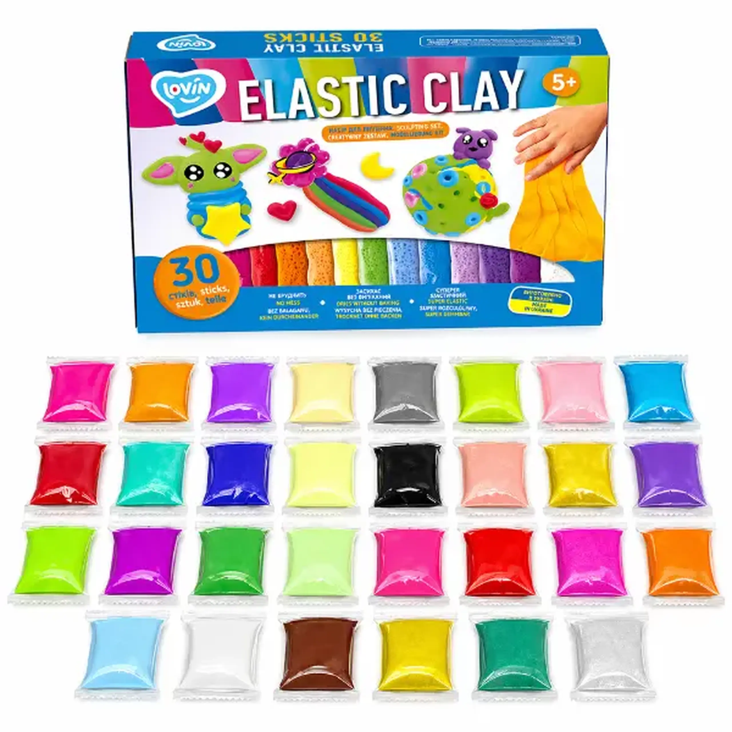 Plastilină aerată Air Clay „Extratereștri”, 30 culori x 6 g.