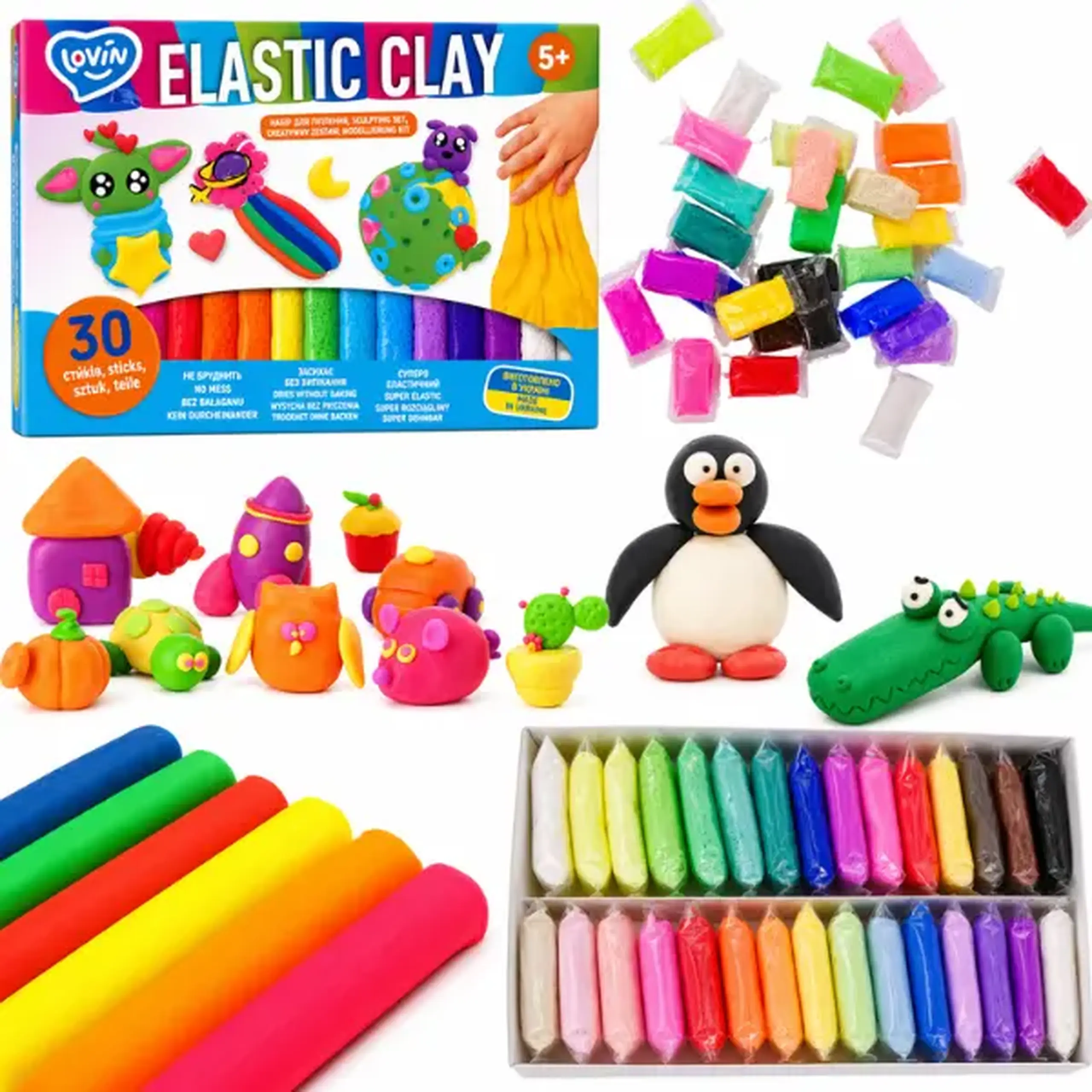 Plastilină aerată Air Clay „Extratereștri”, 30 culori x 6 g.
