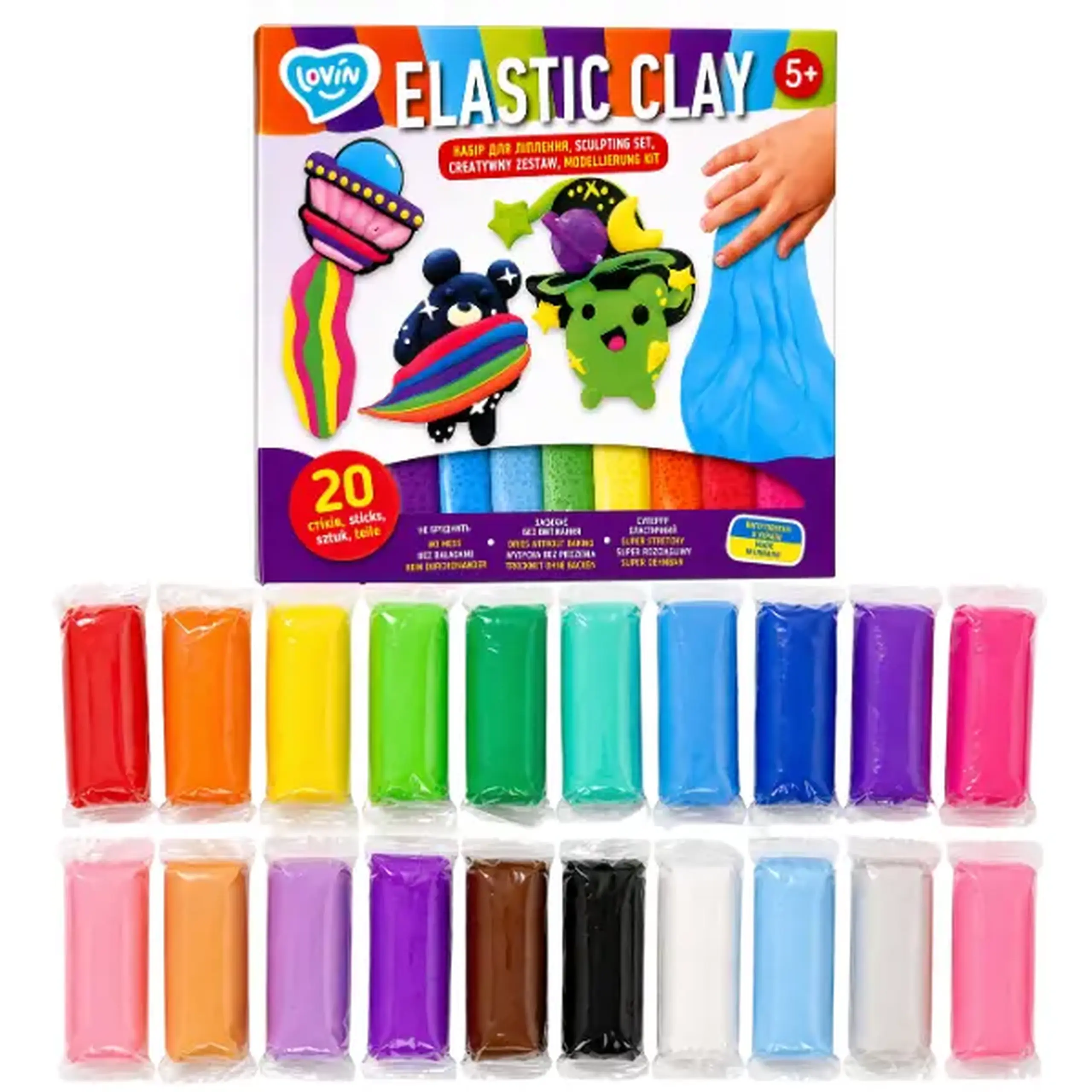 Plastilină aerată Air Clay, 20 culori x 6 g.