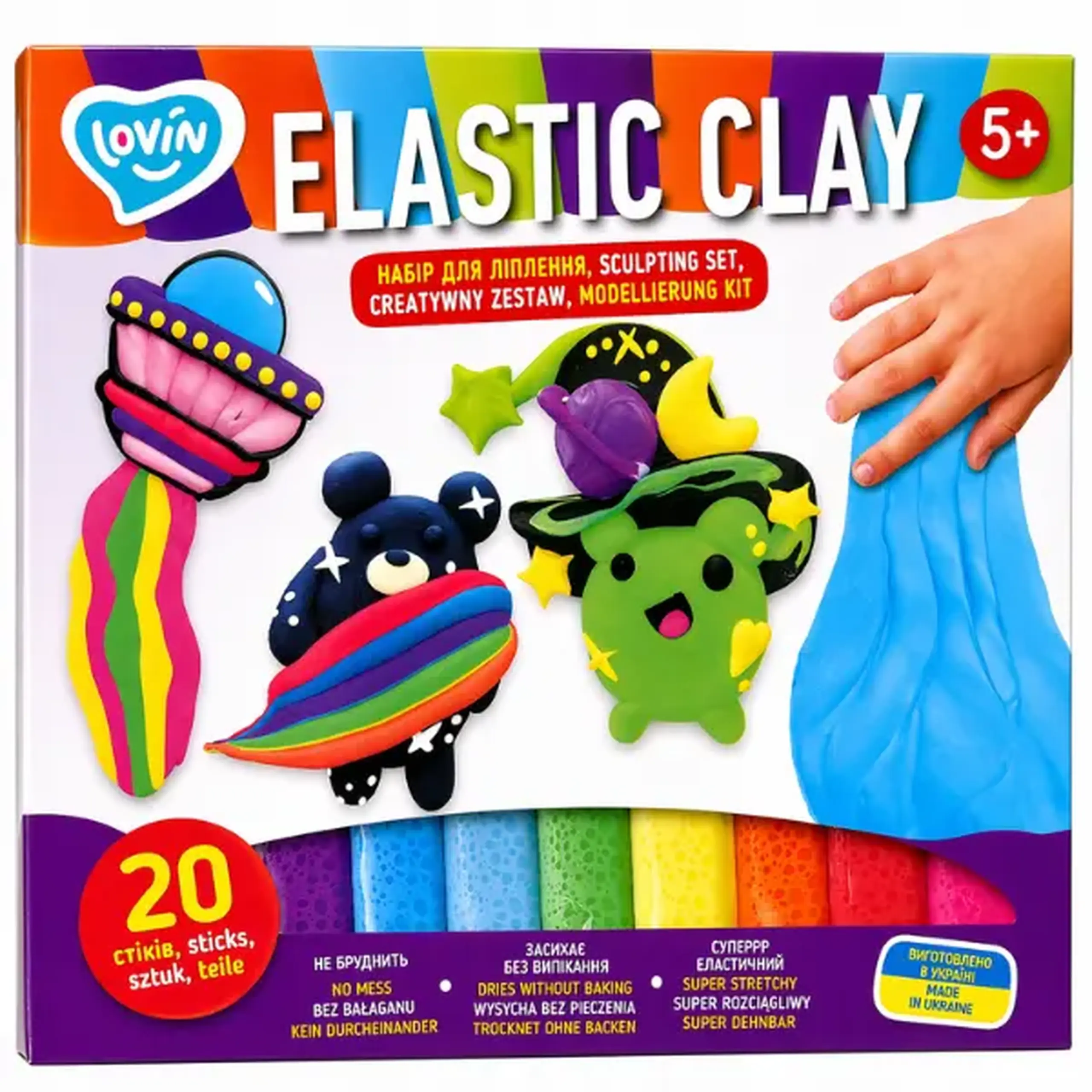 Plastilină aerată Air Clay, 20 culori x 6 g.