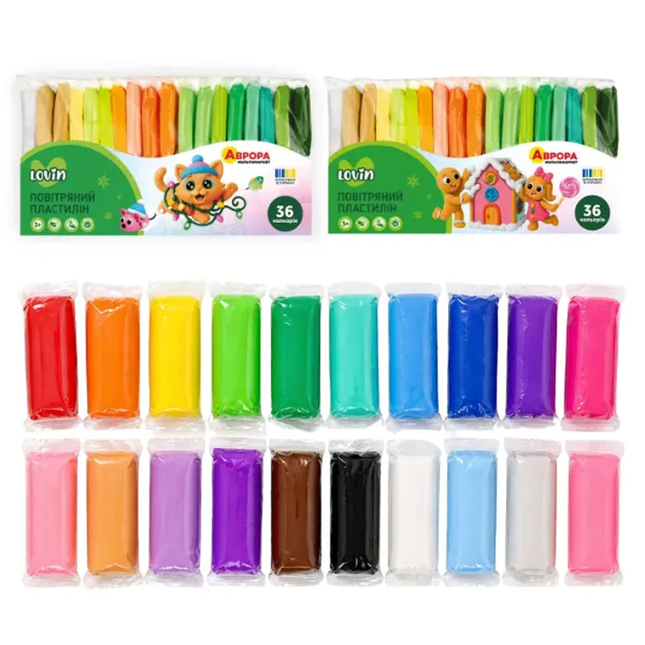 Plastilină aerată Air Clay 36 culori x 12g, 2 modele