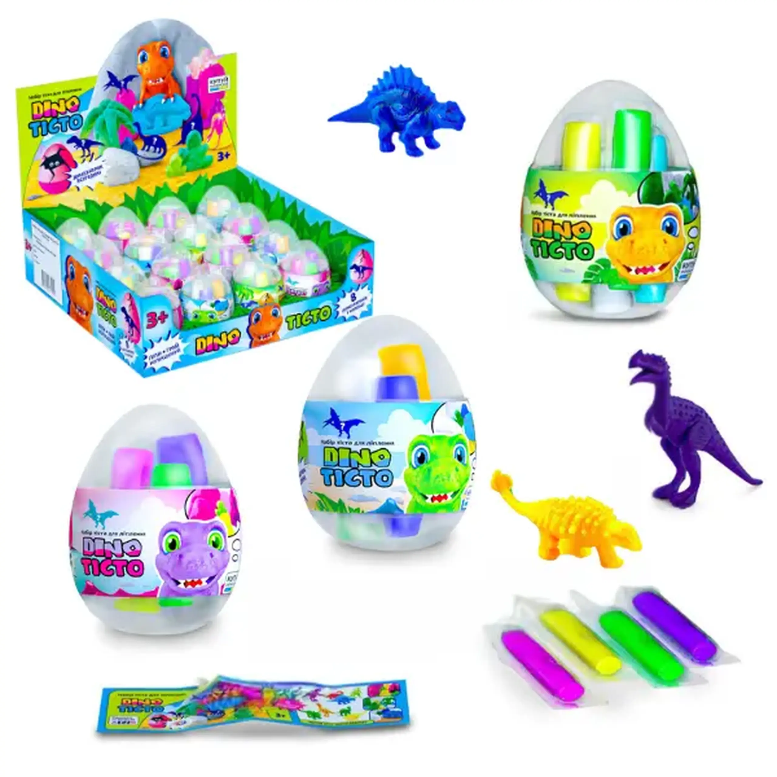 Set de plastilină aerată Air clay „Ou de dinozaur”, 4 culori x 20 g, în ass.