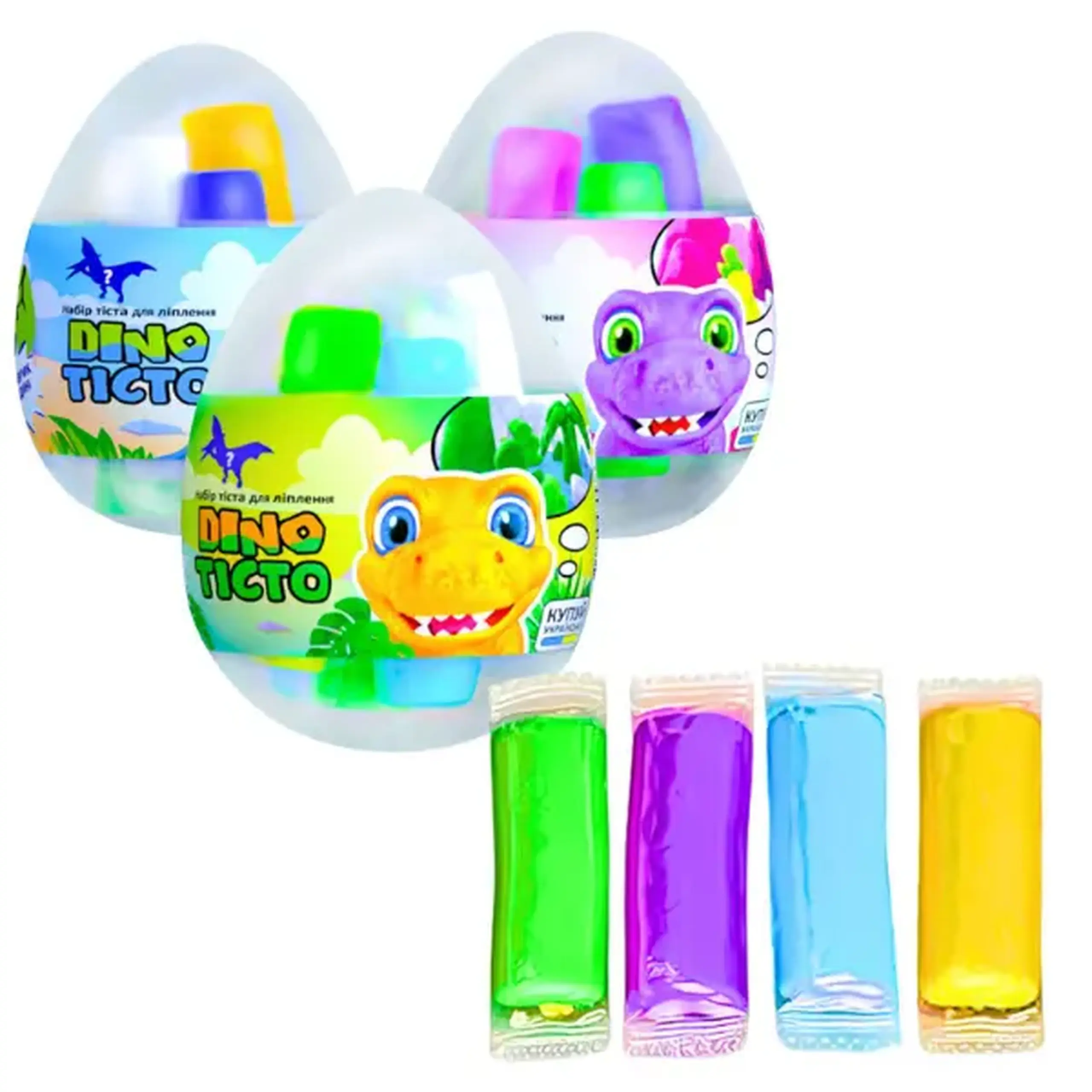 Set de plastilină aerată Air clay „Ou de dinozaur”, 4 culori x 20 g, în ass.