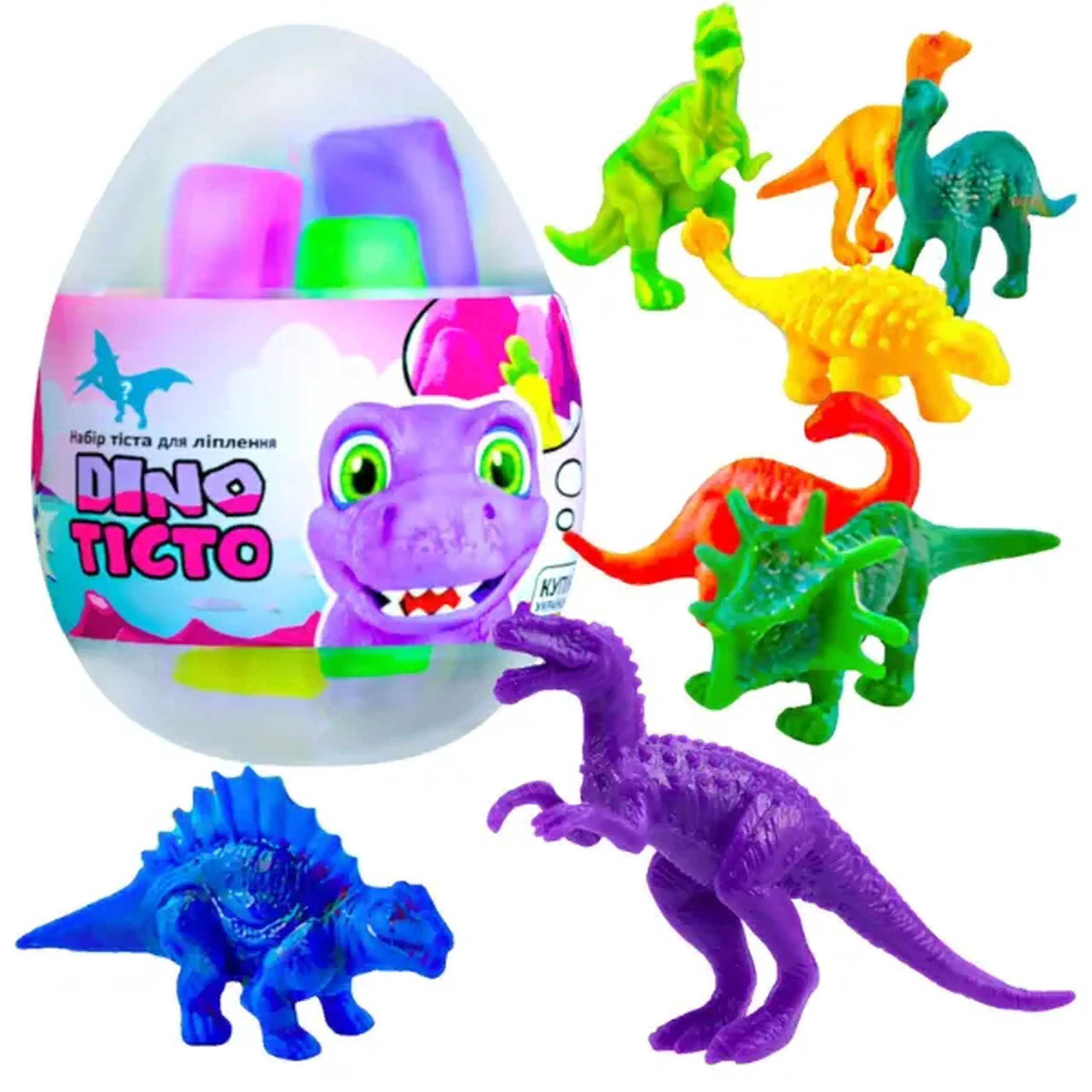 Set de plastilină aerată Air clay „Ou de dinozaur”, 4 culori x 20 g, în ass.