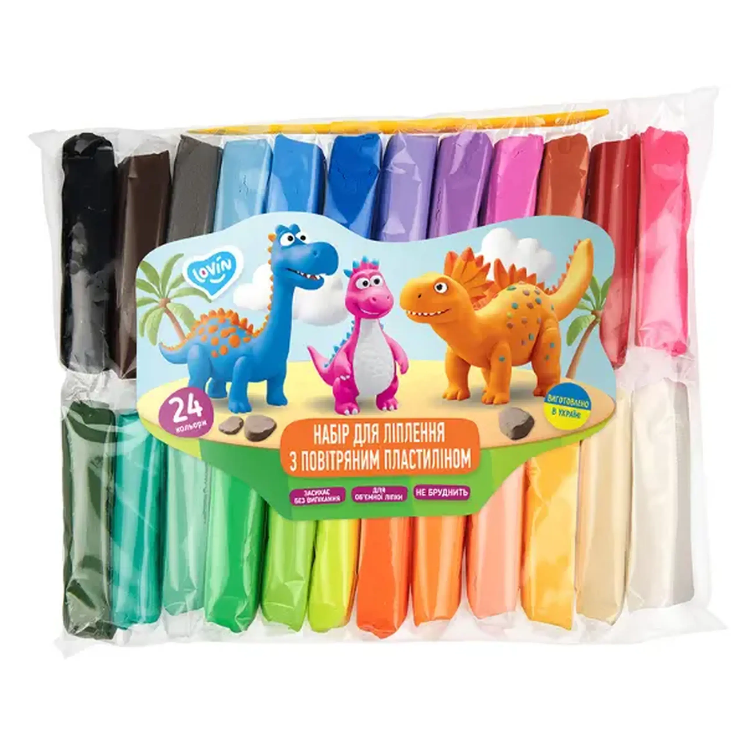 Plastilină aerată Air Clay „Dino”, 24 culori х 6 g.