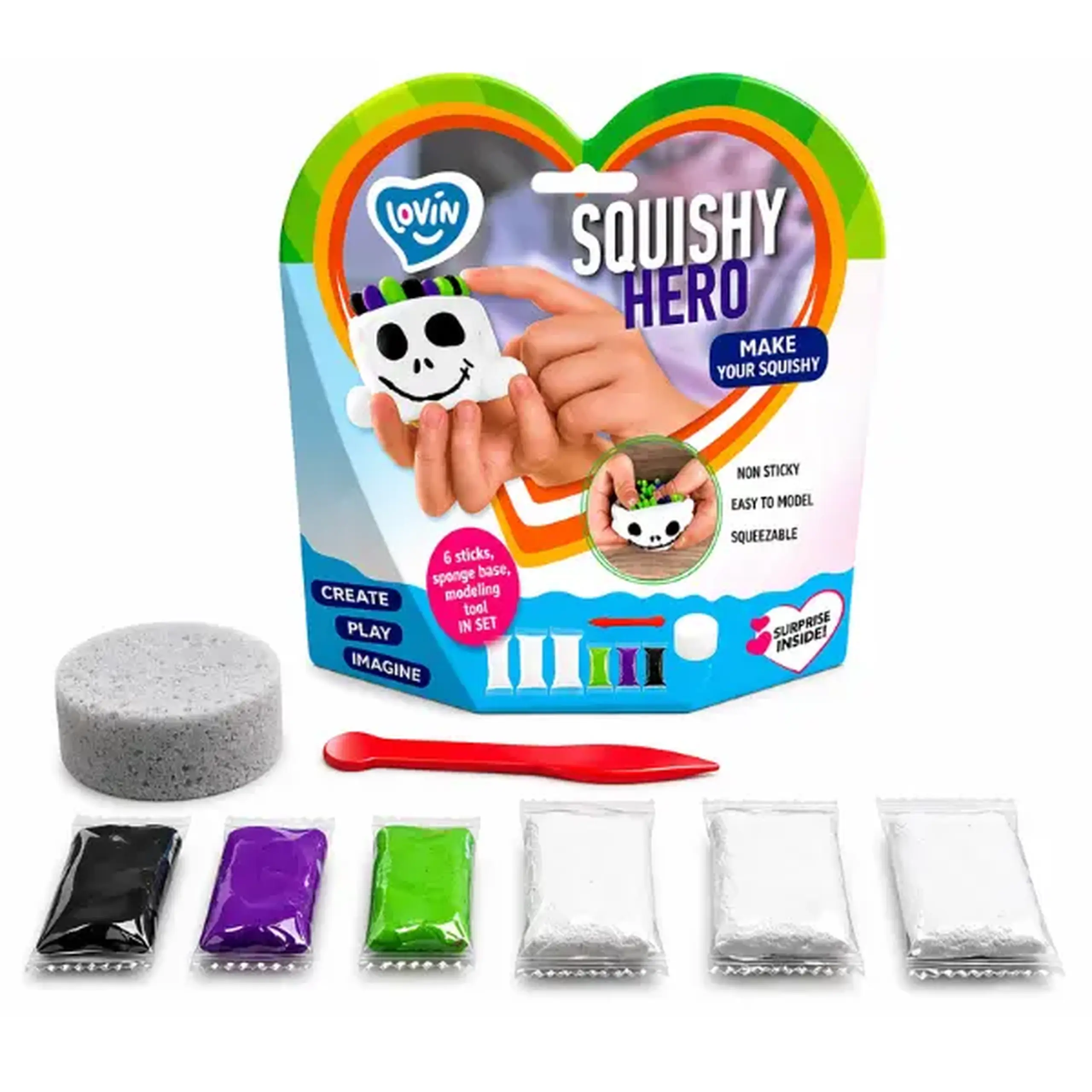 Set de plastilină aerată Air Clay „Squishy: Fantomă”, 6 buc. a câte 5 g.