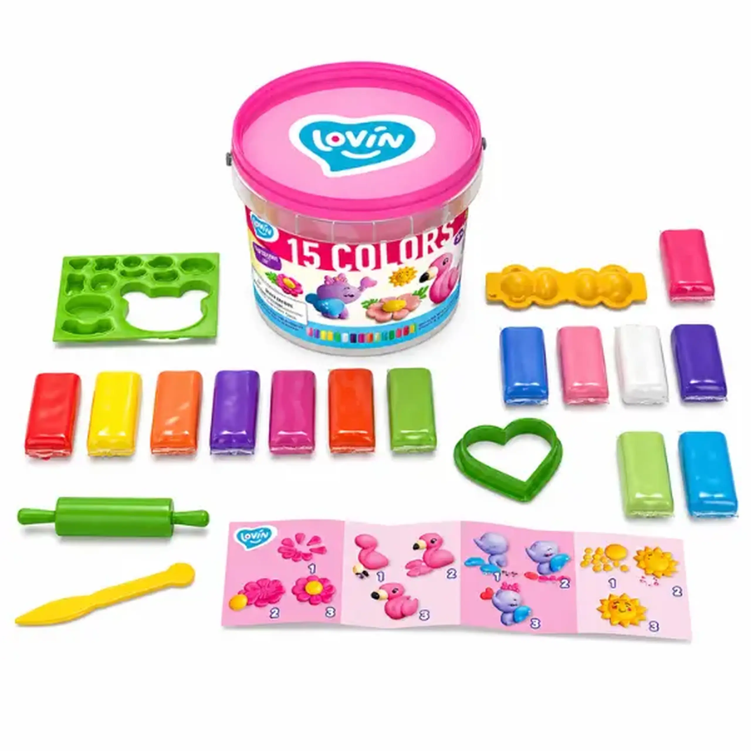 Set de plastilină aerată Air Clay „Animăluțe drăguțe", 15 culori x 4 g.