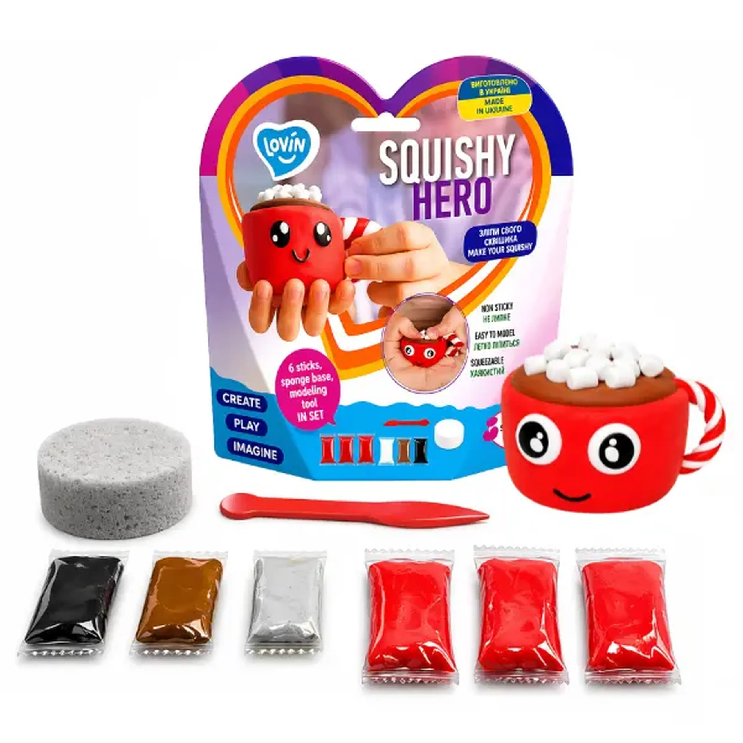 Set de plastilină aerată Air Clay „Squishy: Cacao”, 6 buc. a câte 5 g.
