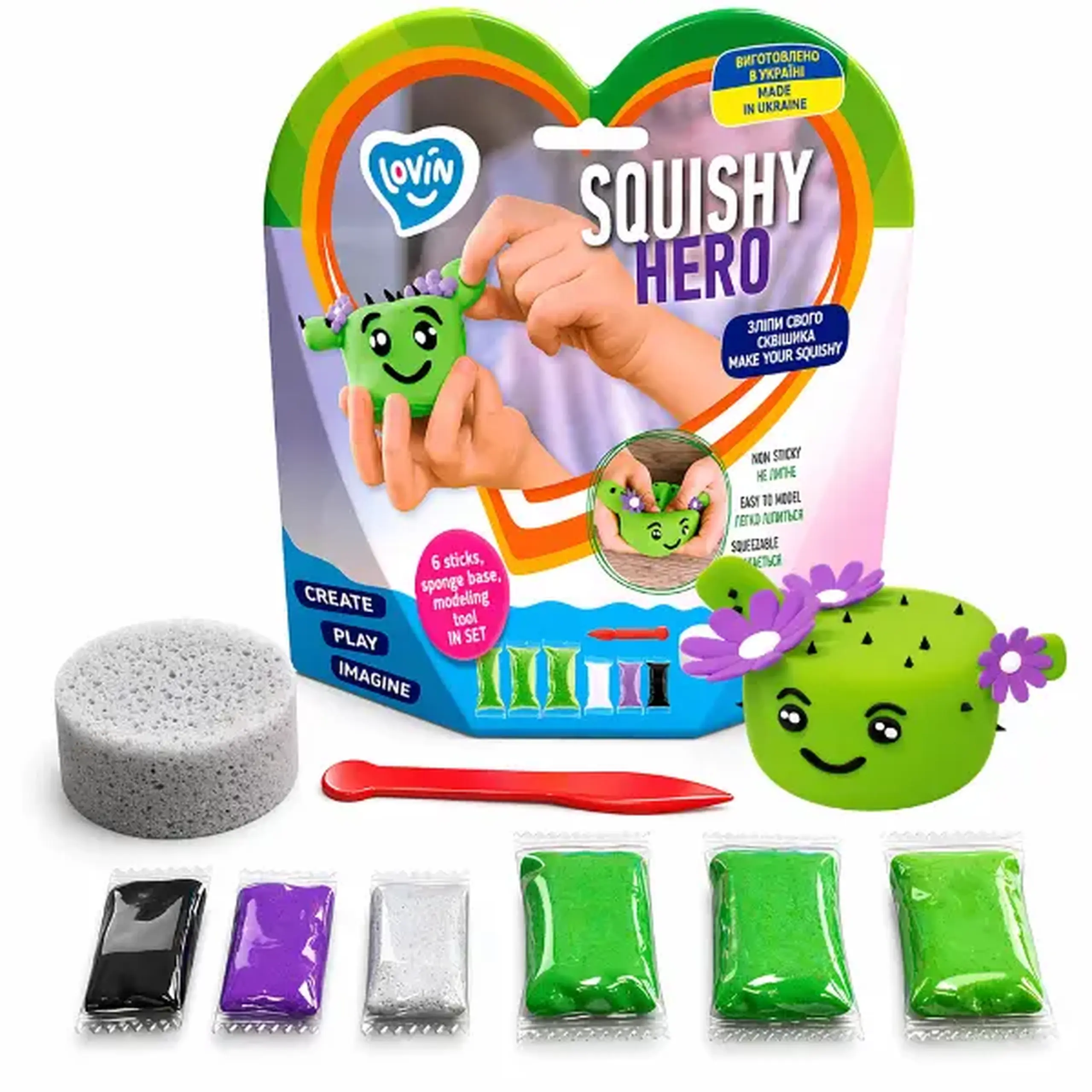 Set de plastilină aerată Air Clay „Squishy: Cactus”, 6 buc. a câte 5 g.