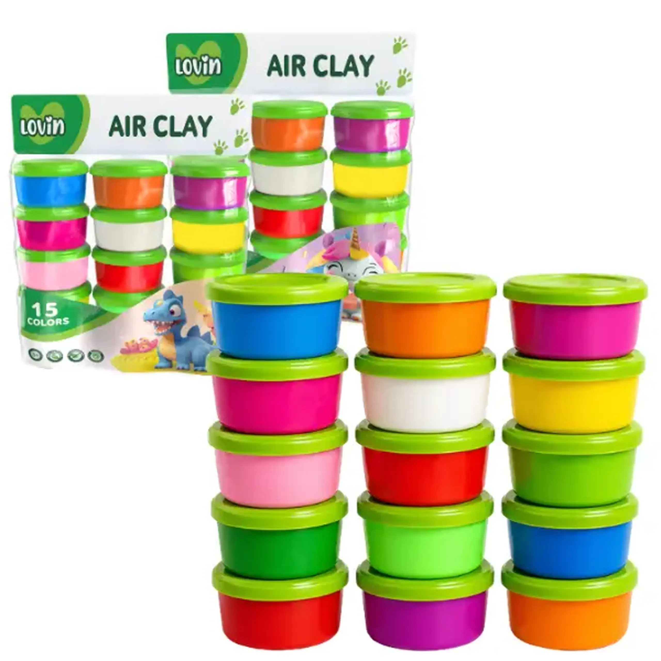 Plastilină aerată Air Clay în cutiuțe, 15 culori x 24 g, 2 modele
