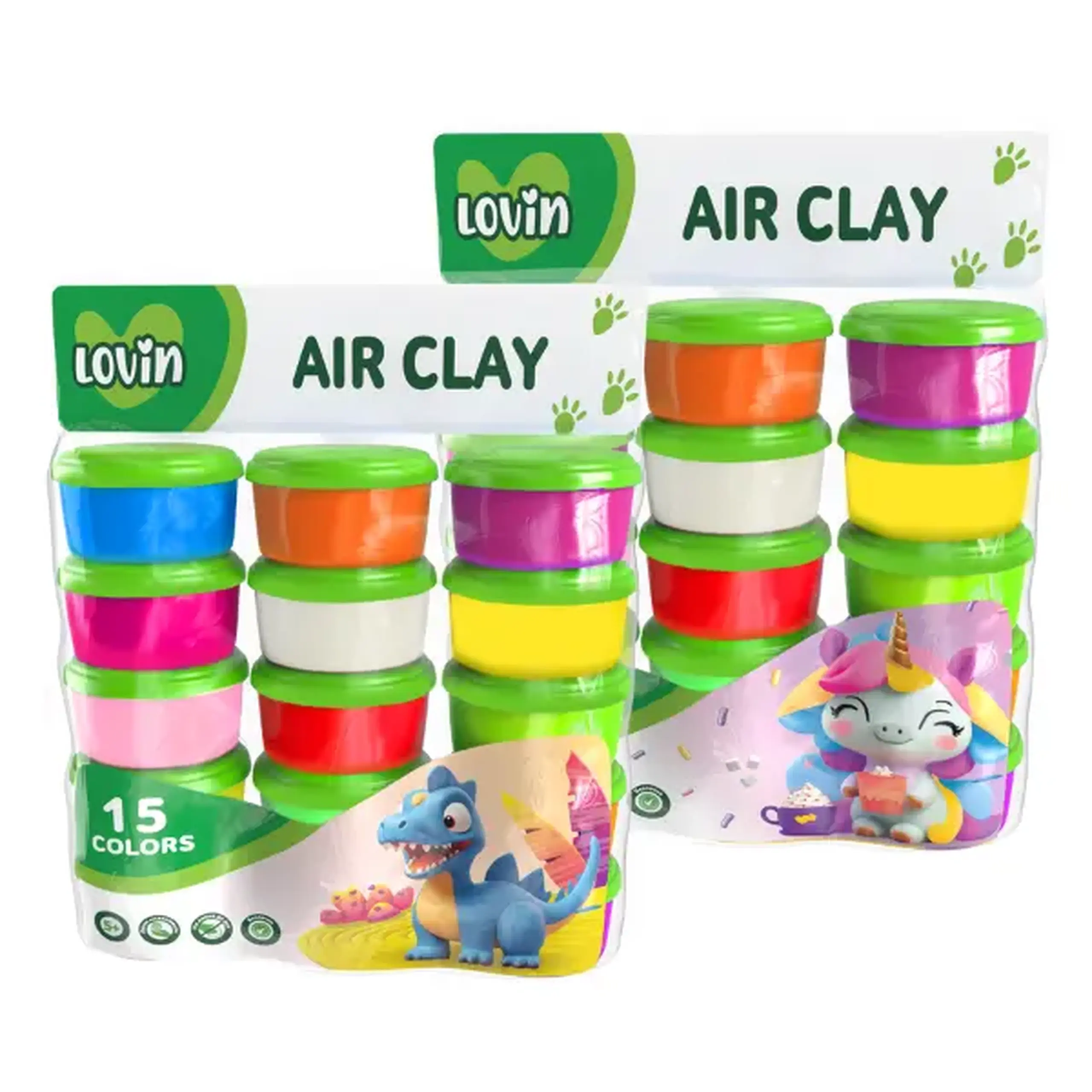 Plastilină aerată Air Clay în cutiuțe, 15 culori x 24 g, 2 modele