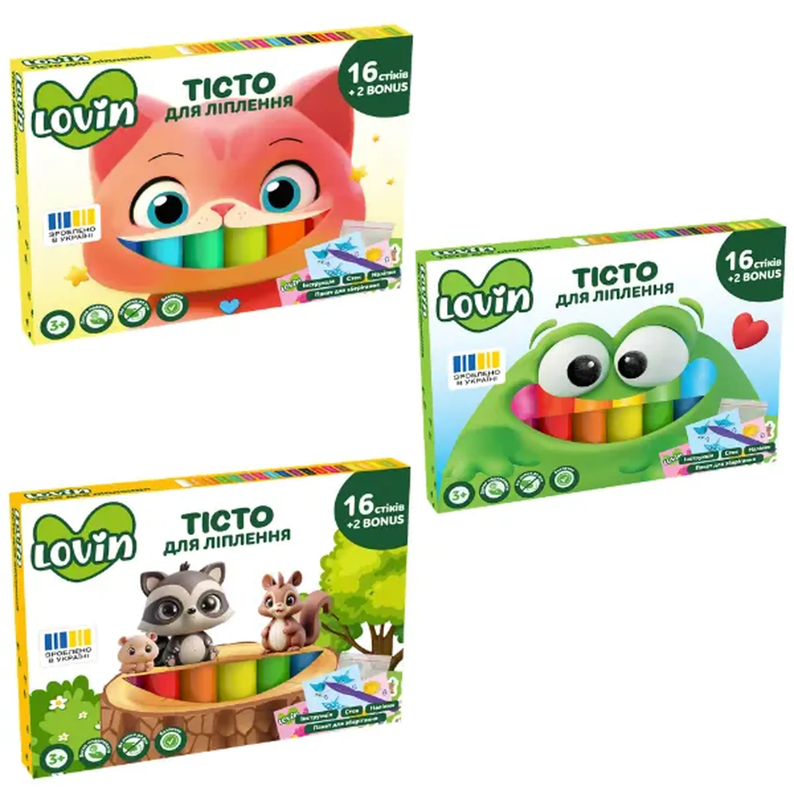 Aluat pentru modelare Play Dough, 16 culori + 2 bonus x 15 g, 3 modele.