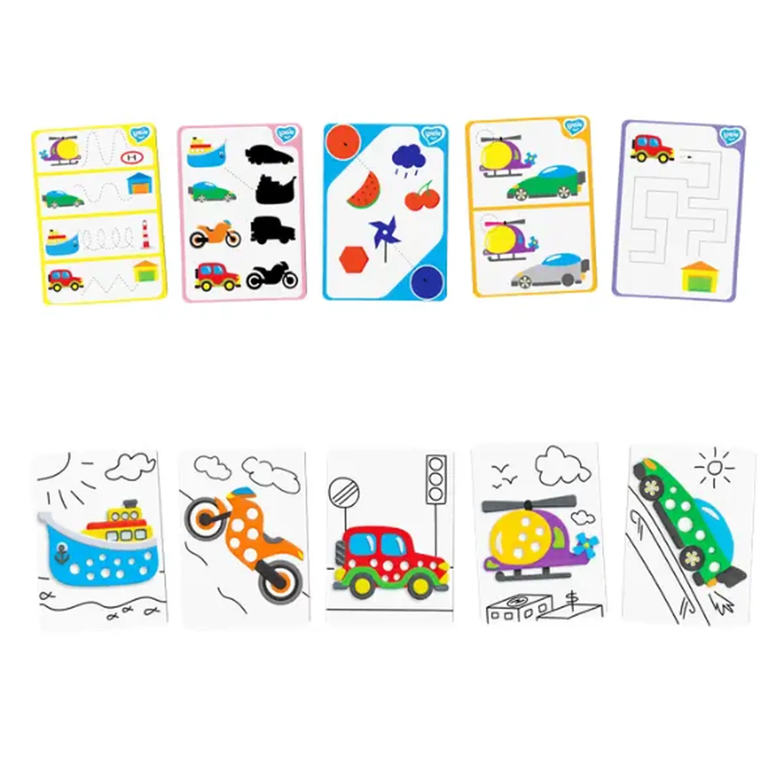 Set educativ cu aluat pentru modelare Play dough „Transport”, 5 culori x 10g.