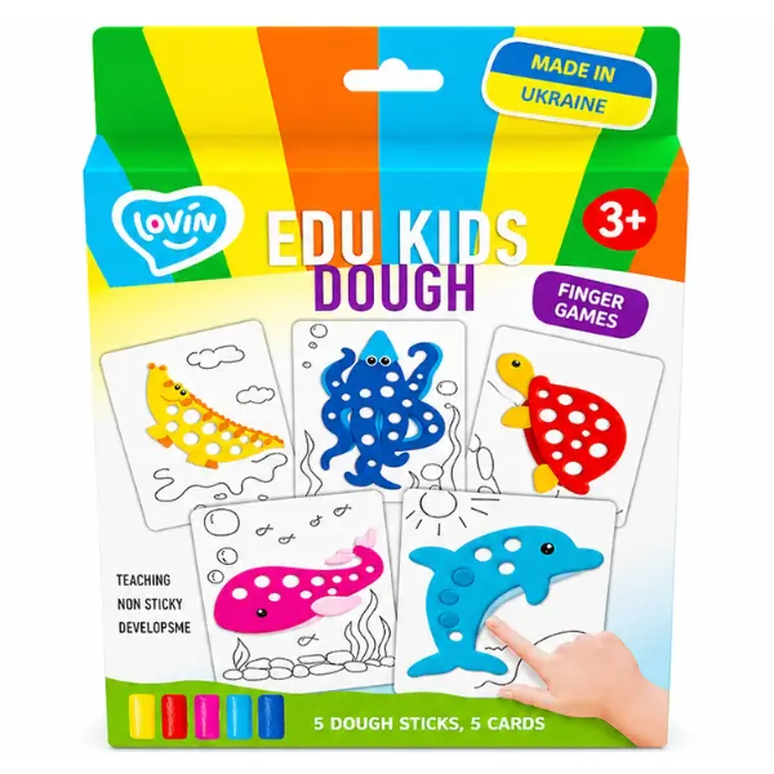 Set educativ cu aluat pentru modelare Play dough „Animale marine”, 5 culori x 10g.