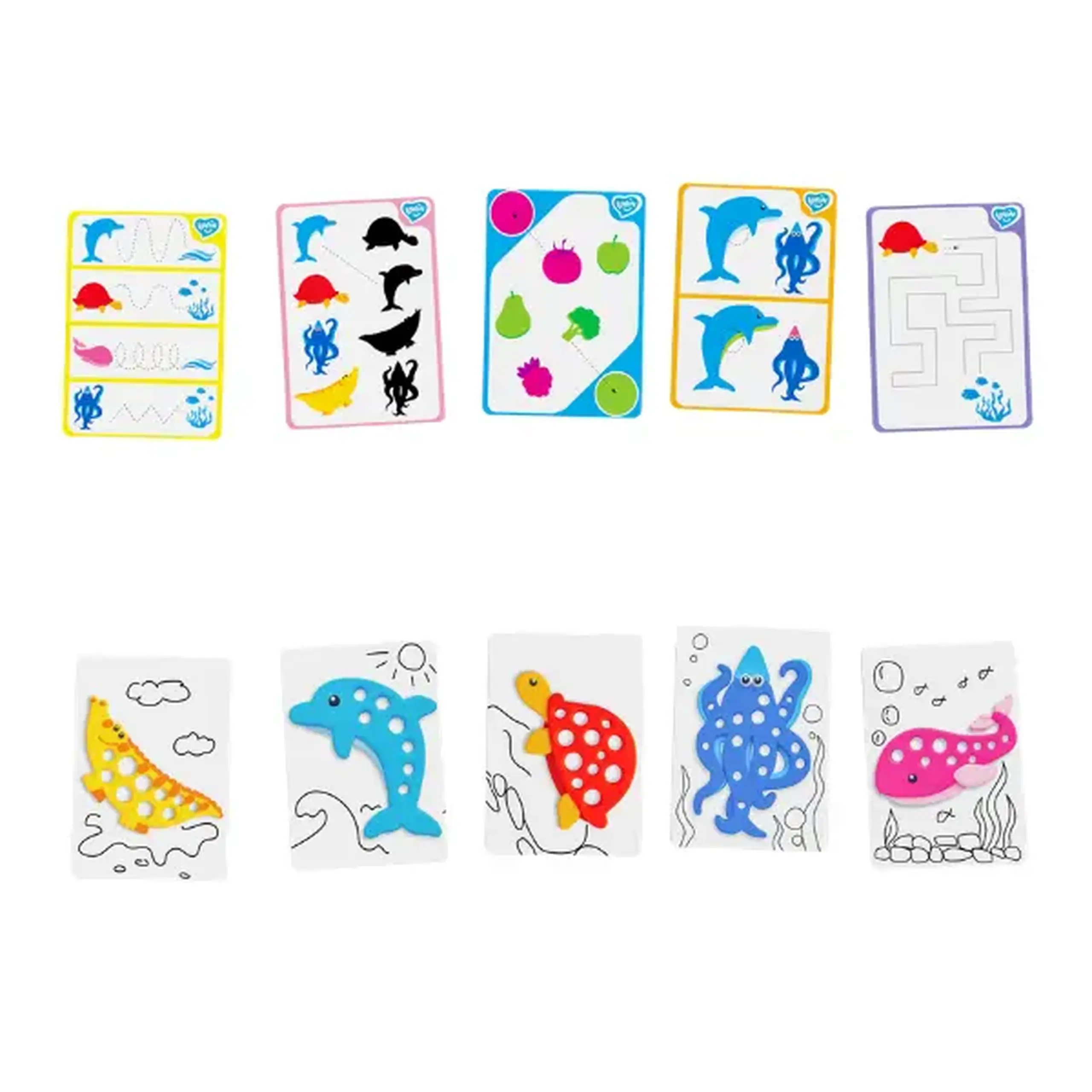 Set educativ cu aluat pentru modelare Play dough „Animale marine”, 5 culori x 10g.