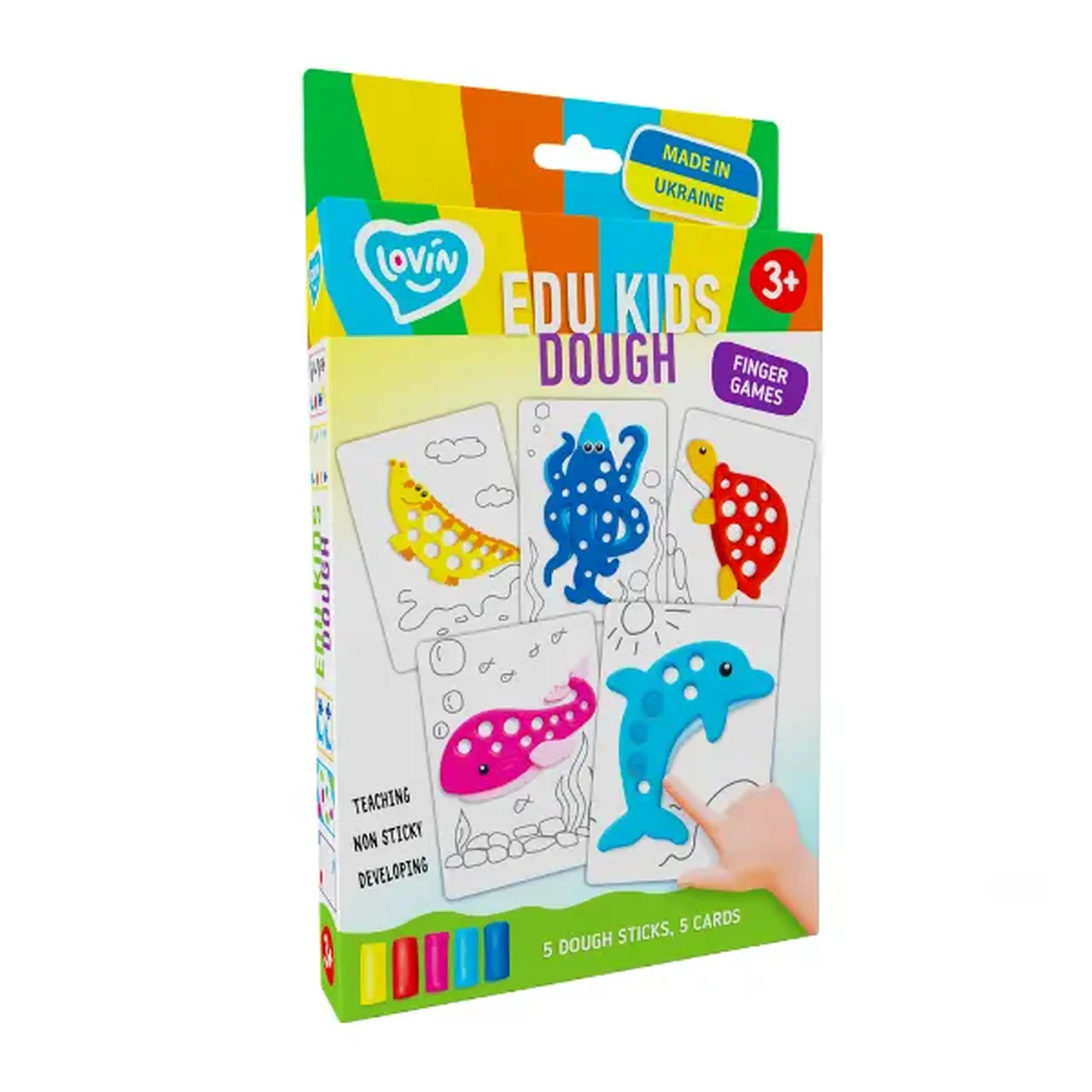 Set educativ cu aluat pentru modelare Play dough „Animale marine”, 5 culori x 10g.