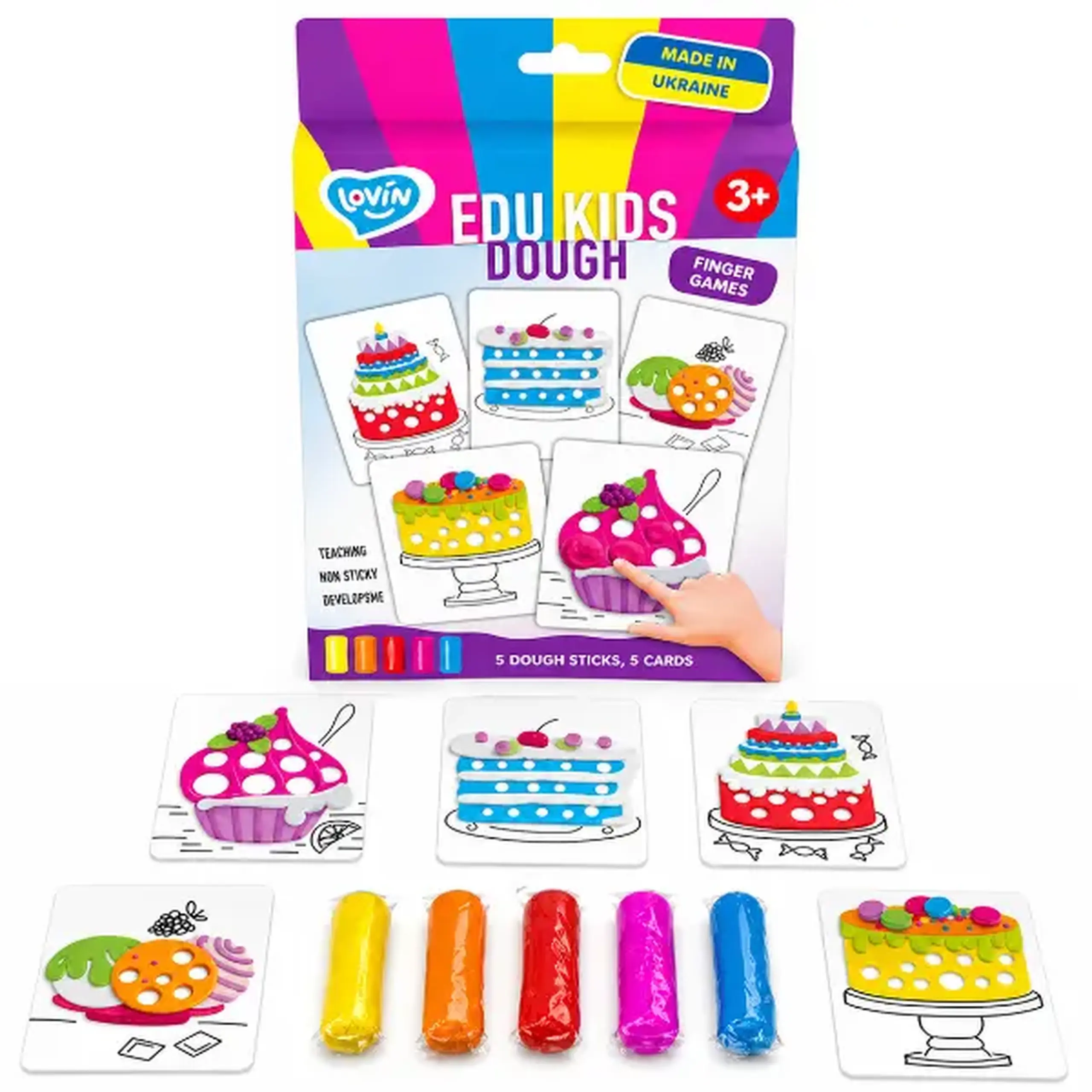 Set educativ cu aluat pentru modelare Play dough „Deserturi”, 5 culori x 10g.