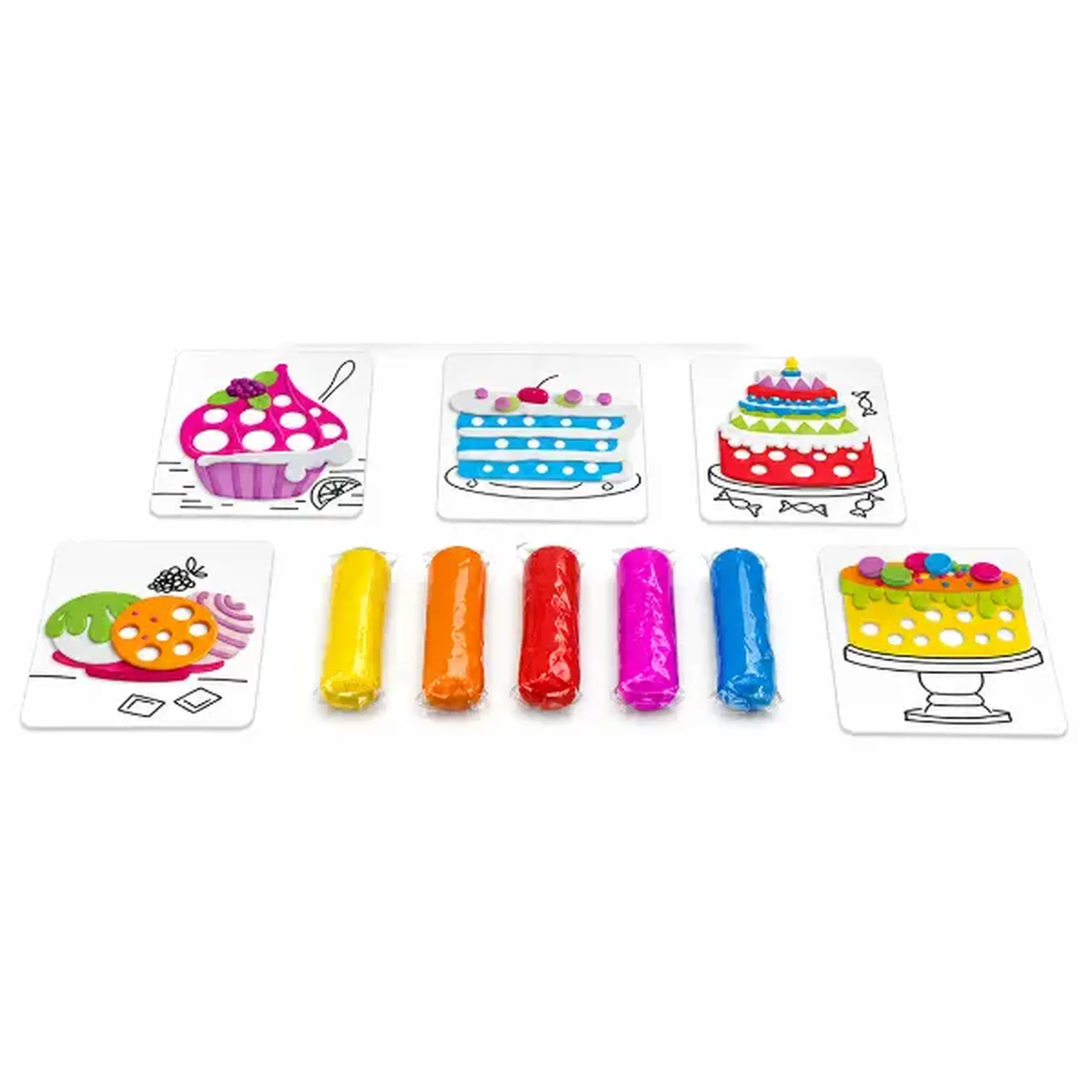 Set educativ cu aluat pentru modelare Play dough „Deserturi”, 5 culori x 10g.