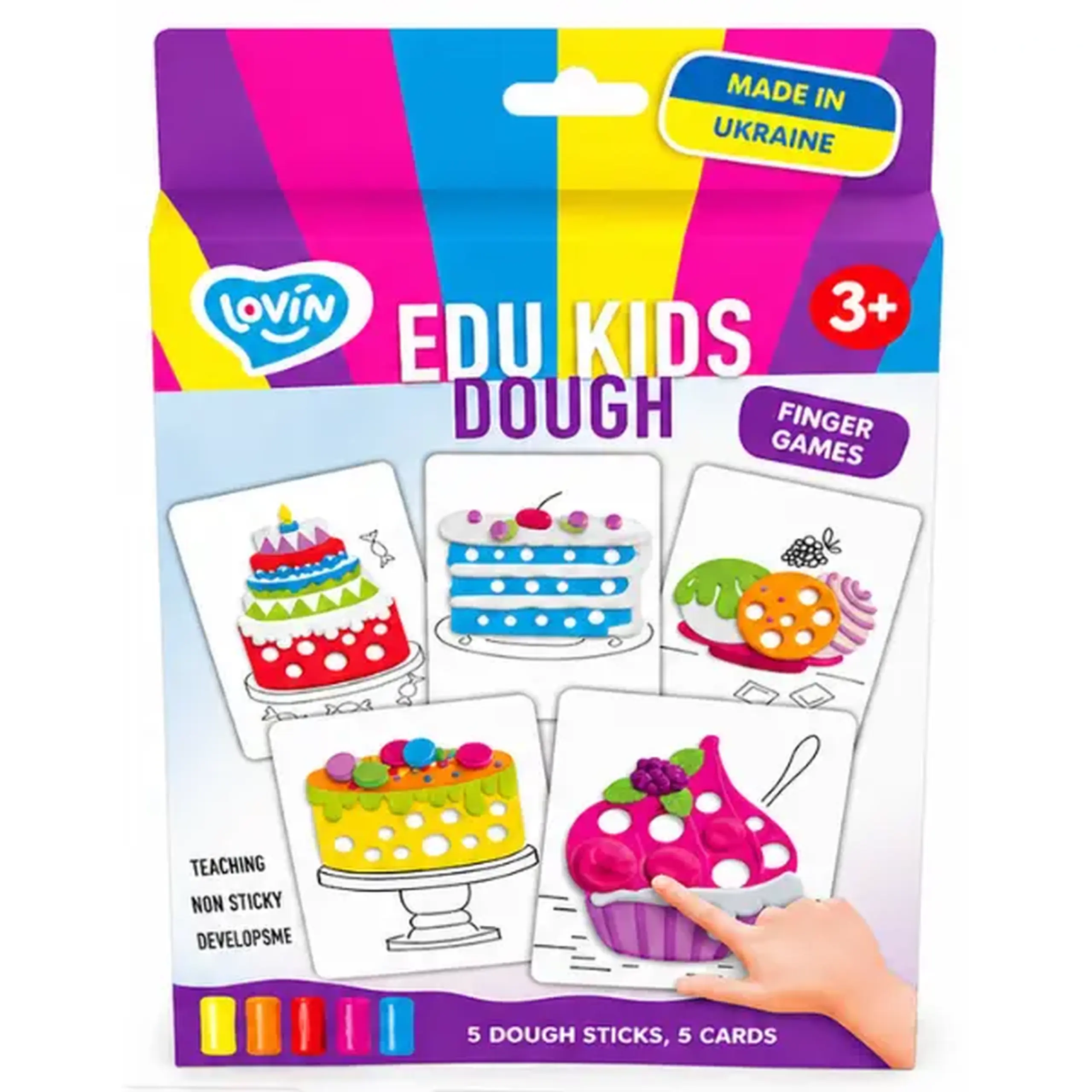 Set educativ cu aluat pentru modelare Play dough „Deserturi”, 5 culori x 10g.