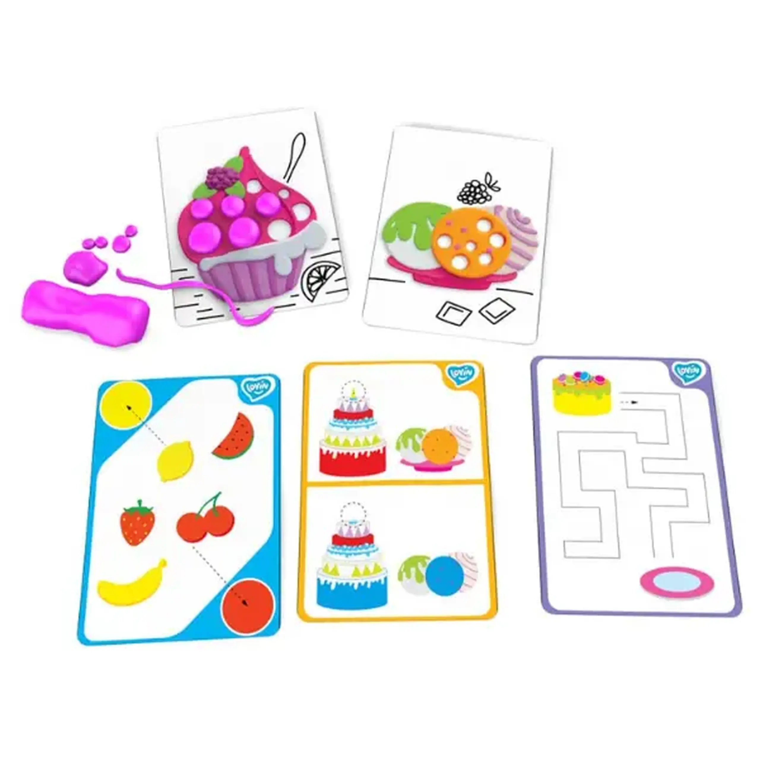 Set educativ cu aluat pentru modelare Play dough „Deserturi”, 5 culori x 10g.