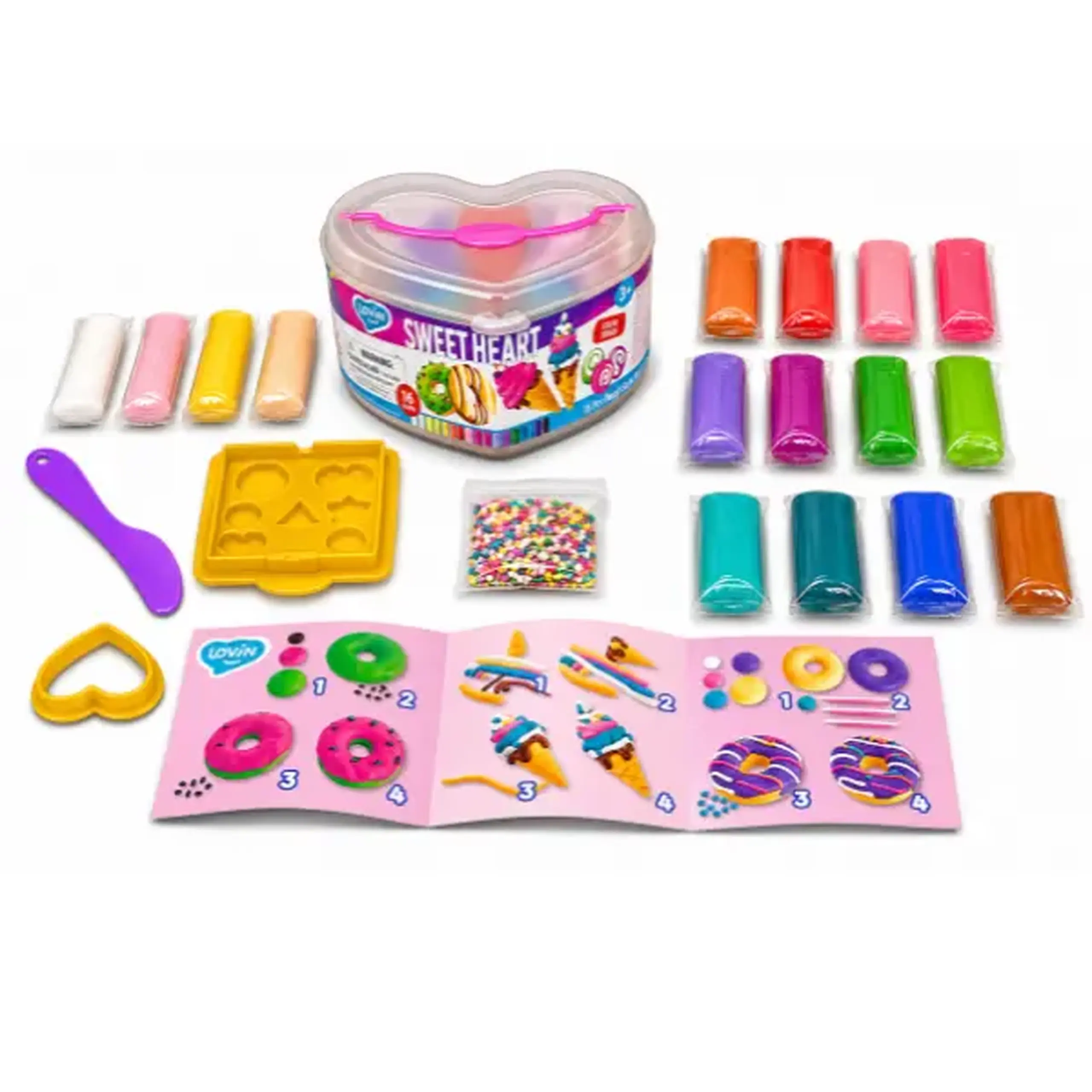 Set de aluat pentru modelare Play Dough „Inimioară”, 16 culori a câte 15 g.