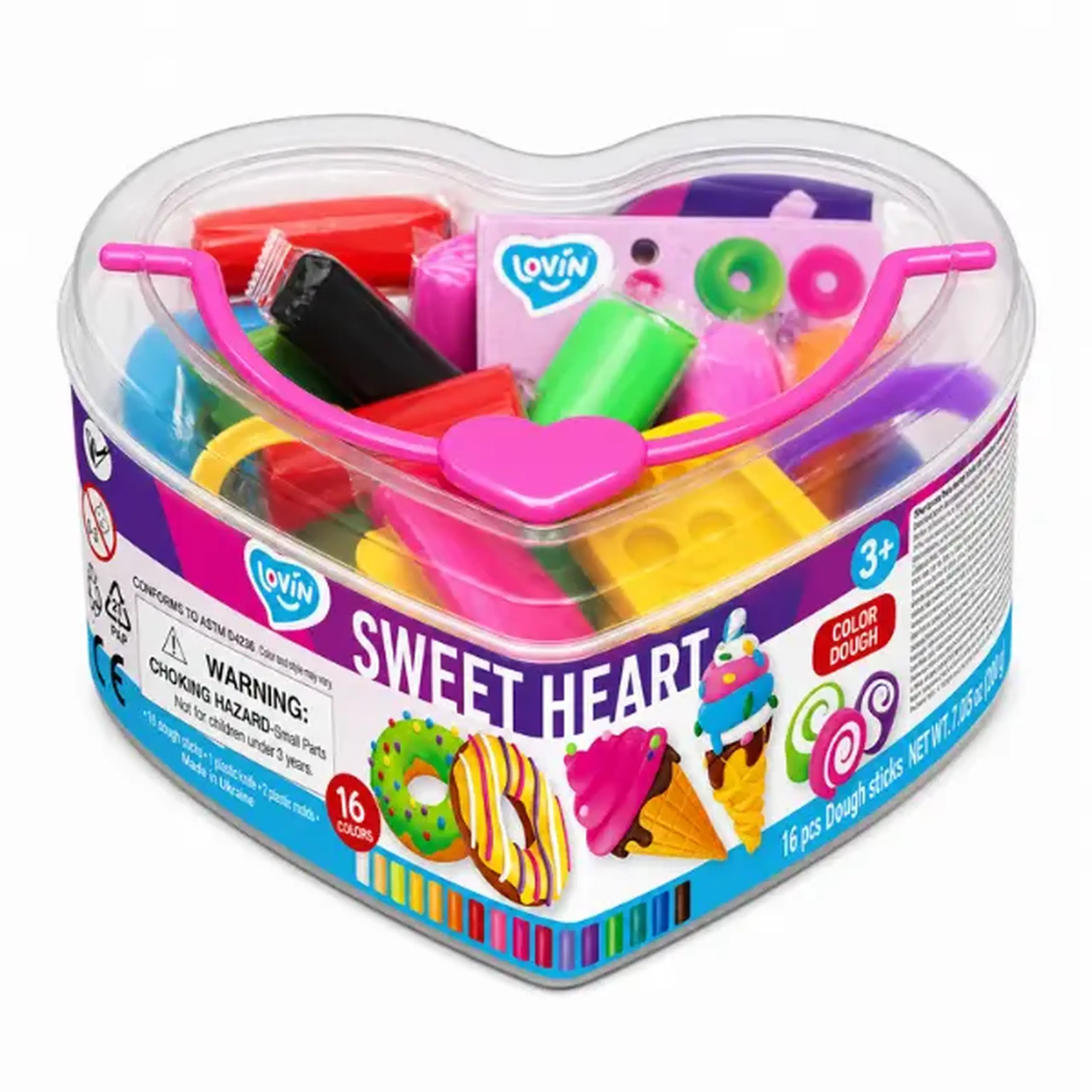 Set de aluat pentru modelare Play Dough „Inimioară”, 16 culori a câte 15 g.