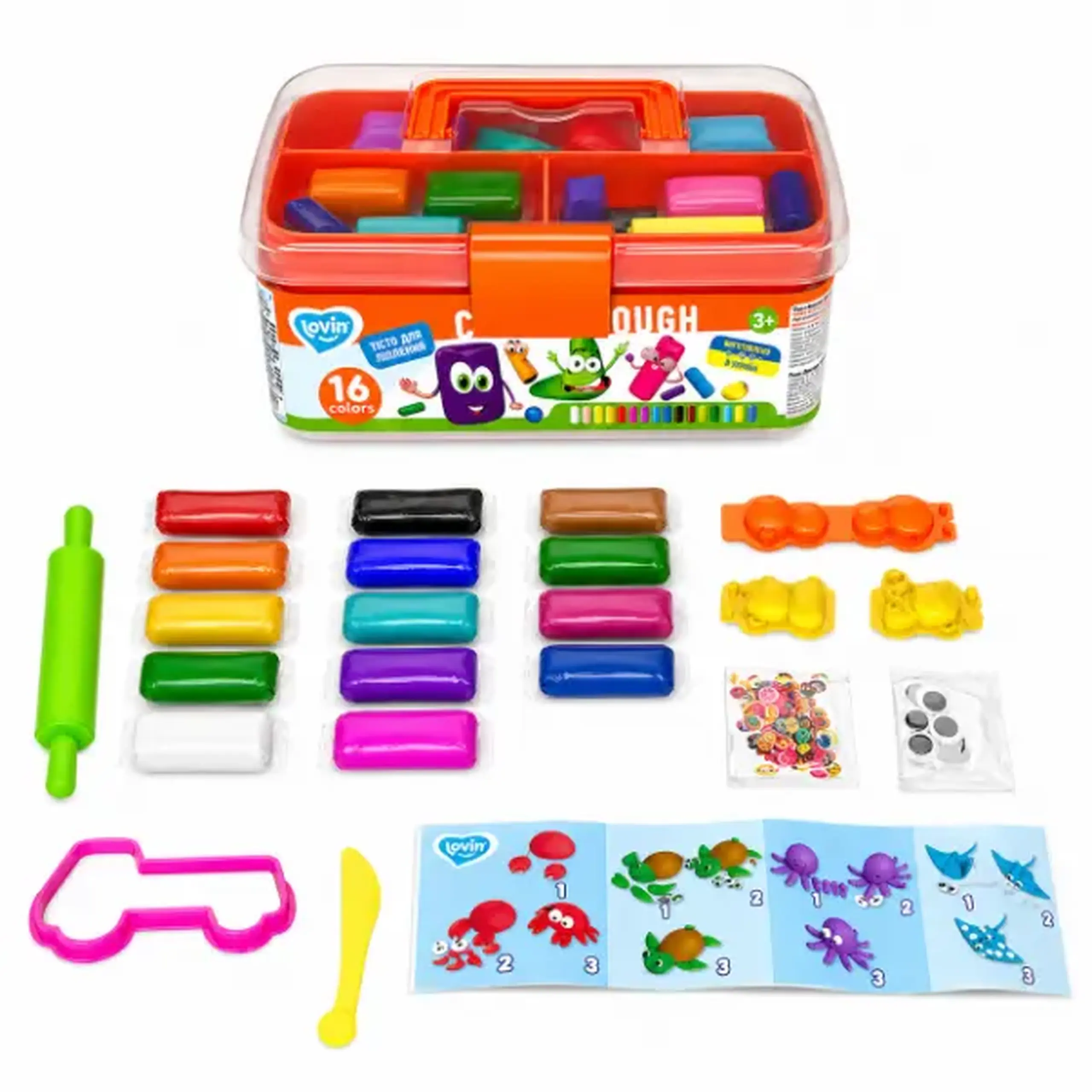 Set de aluat pentru modelare Play Dough, 16 culori x 15 g.