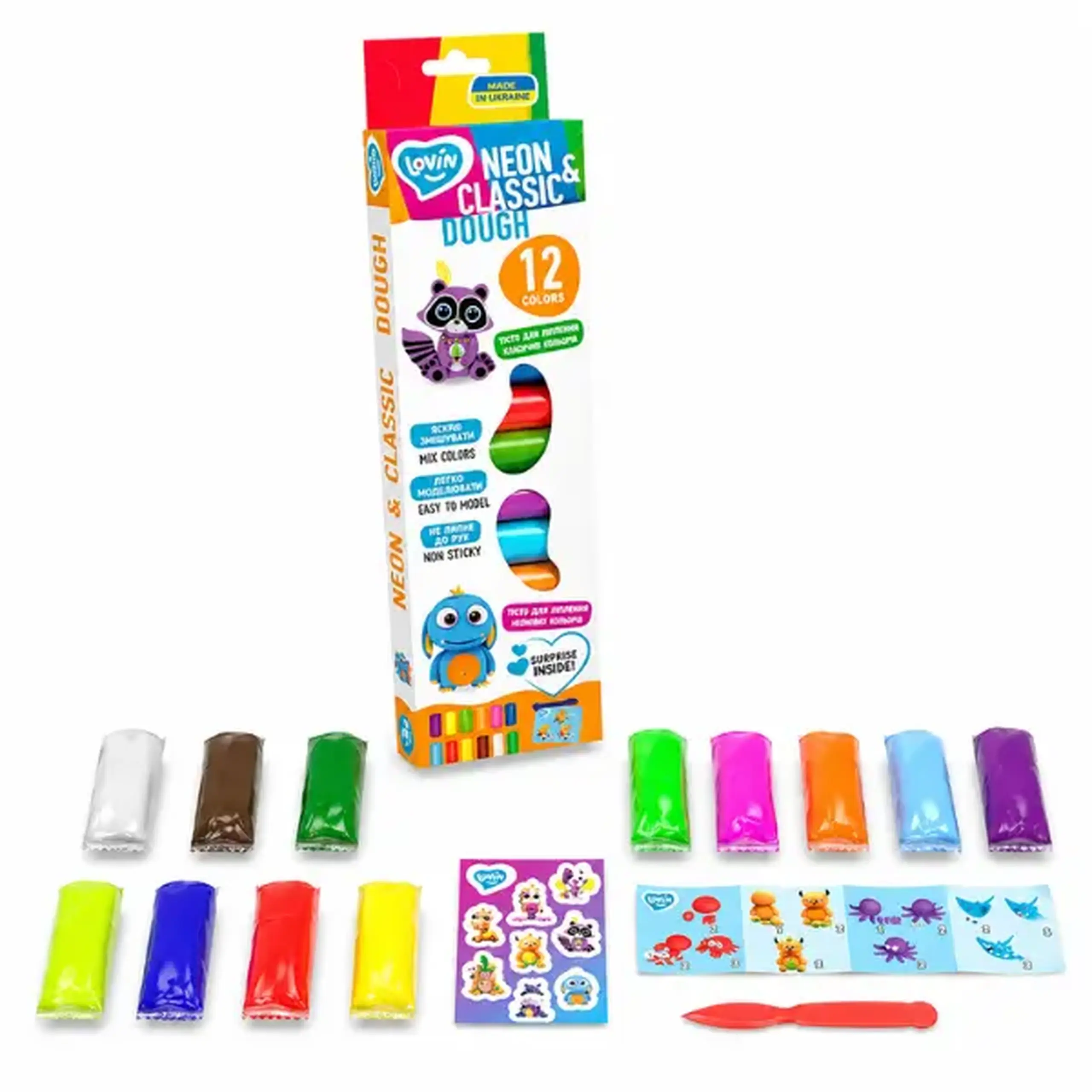 Set de aluat pentru modelare Play dough, 12 culori x 15 g.