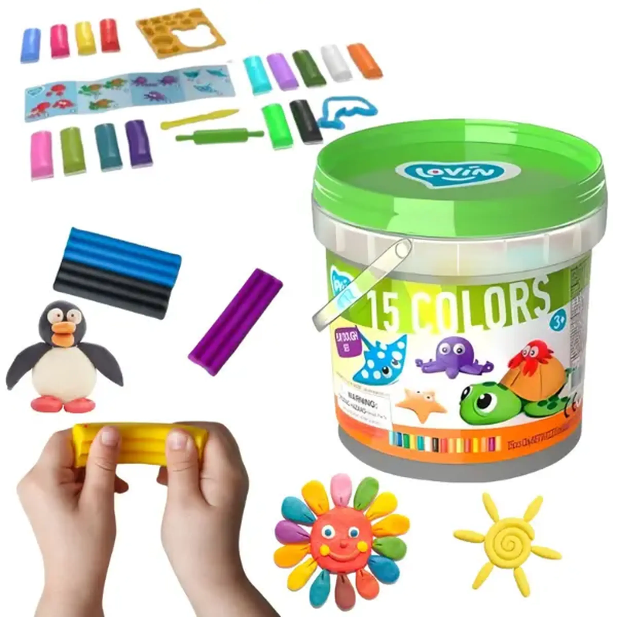 Set de plastilină aerată Air Clay „Animale marine”, 15 culori x 4 g.