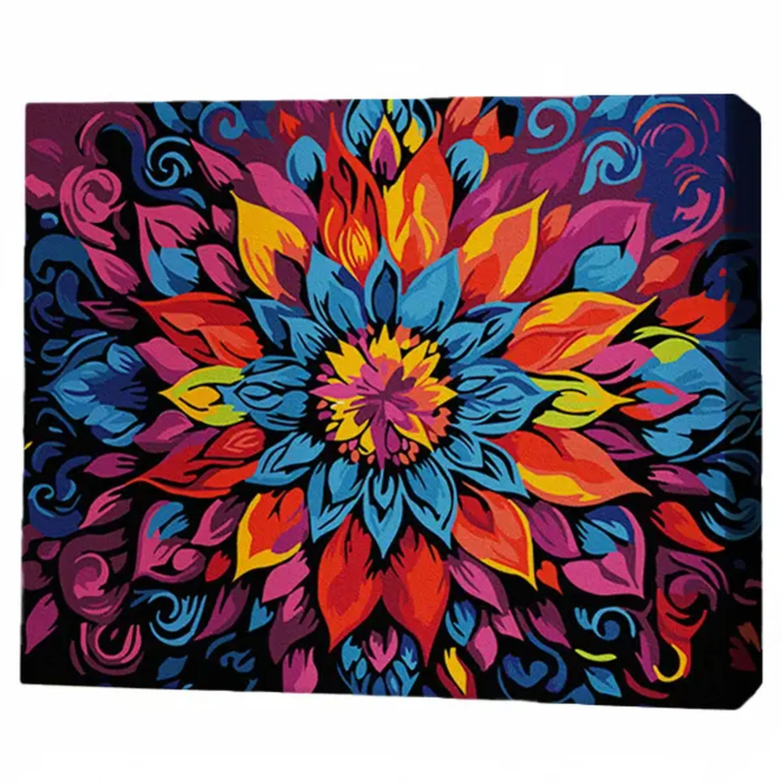Pictură pe numere 30*40 сm (pânză neagră/fără cutie) – Mandala florală