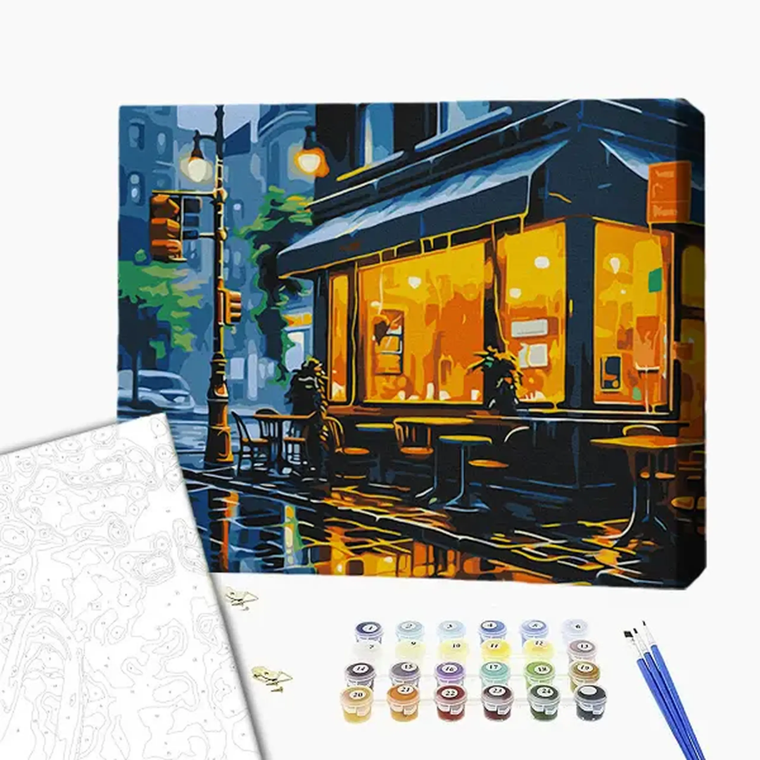 Pictură pe numere 40х50 cm (fără cutie) – Luminile orașului ploios