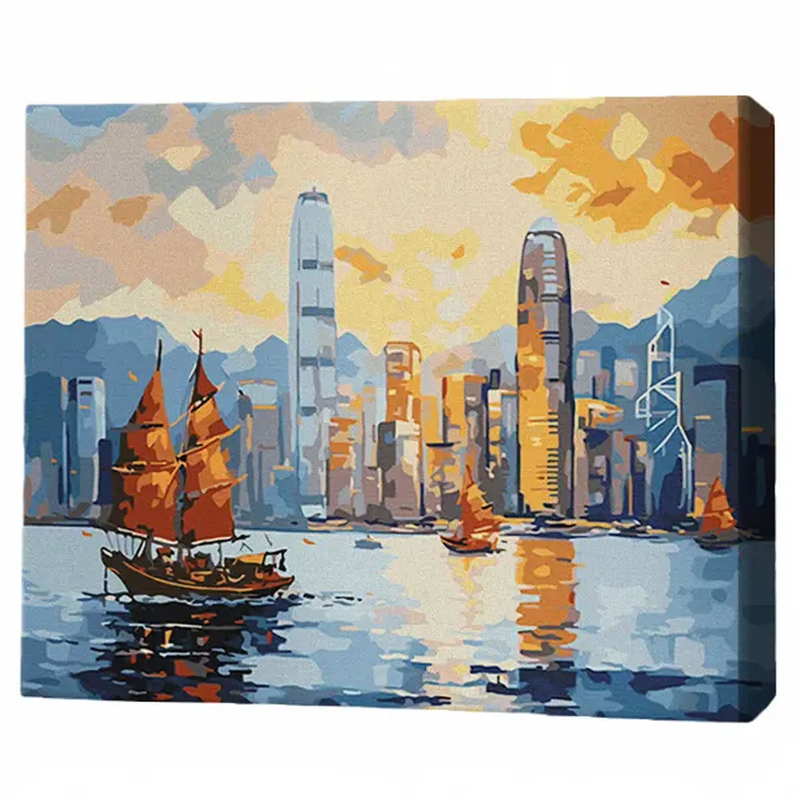 Pictură pe numere 40х50 cm (fără cutie) – Hong Kong la apus
