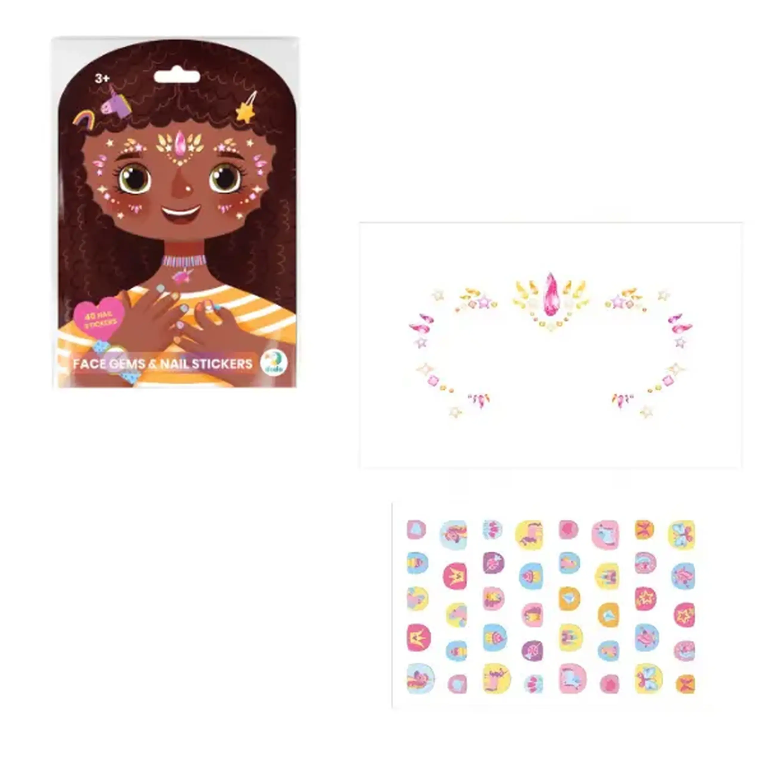 Set de pietricele și stickere pentru față și unghii „Prințesa Unicorn”