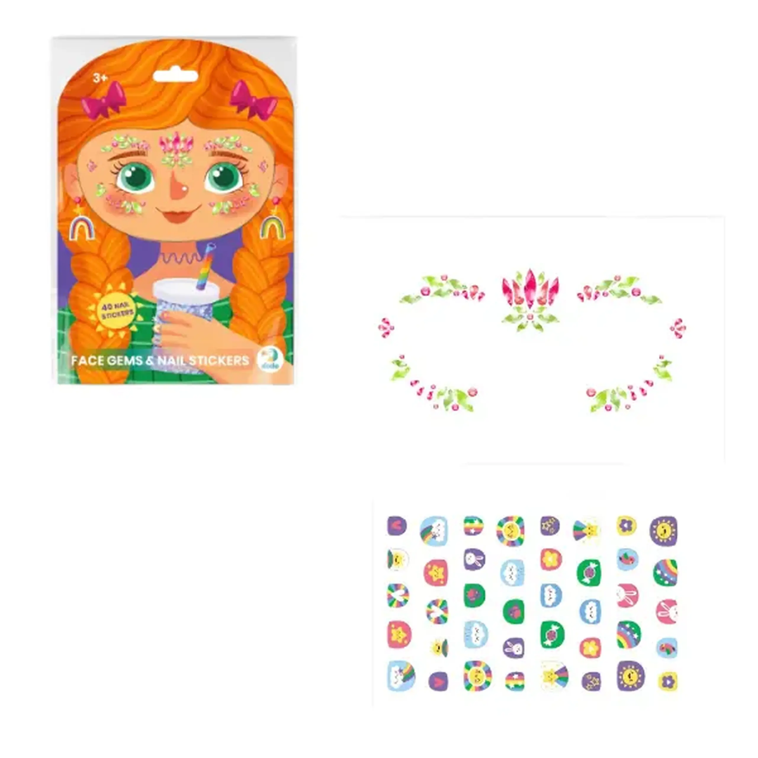 Set de pietricele și stickere pentru față și unghii Dodo „Fetița soarelui”