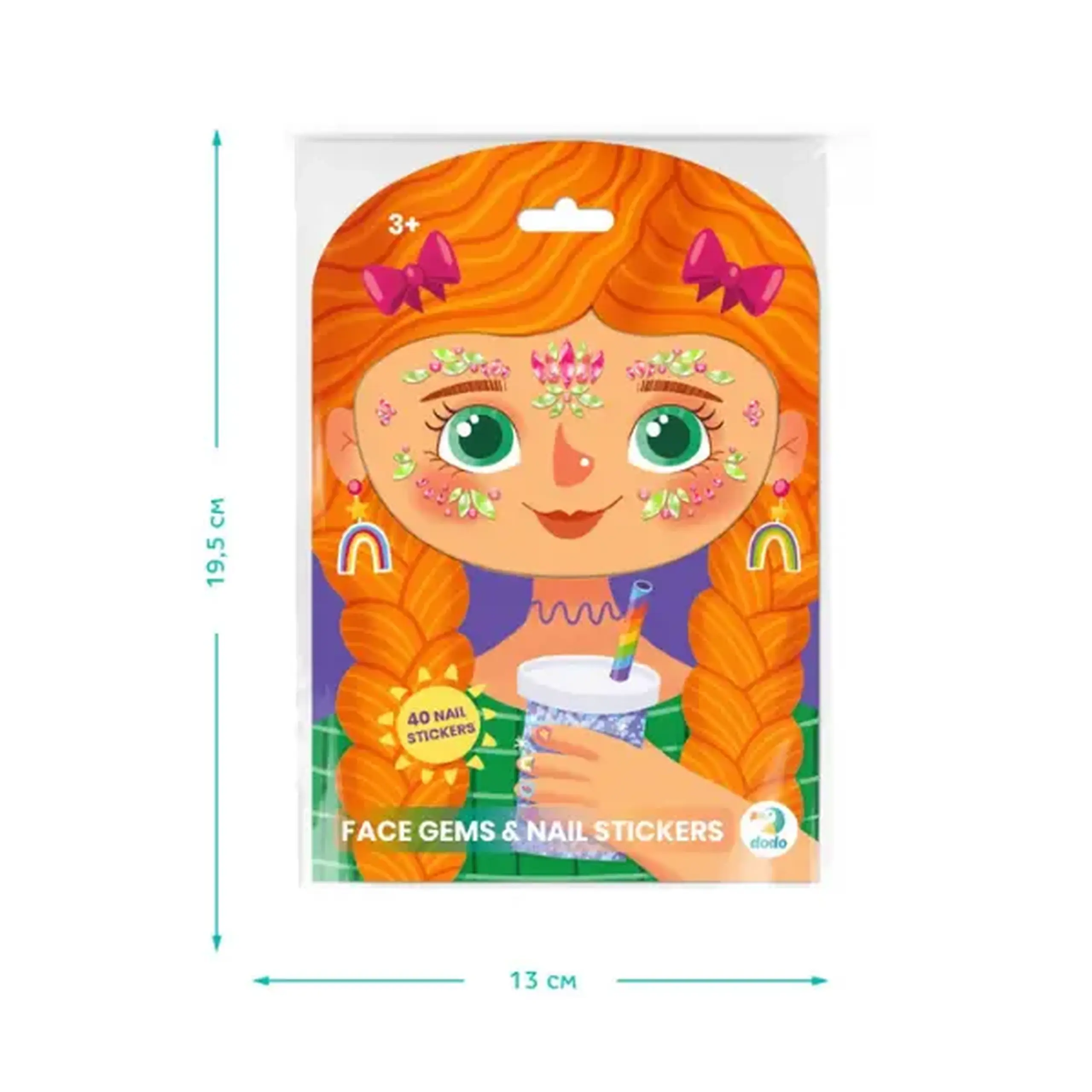 Set de pietricele și stickere pentru față și unghii Dodo „Fetița soarelui”