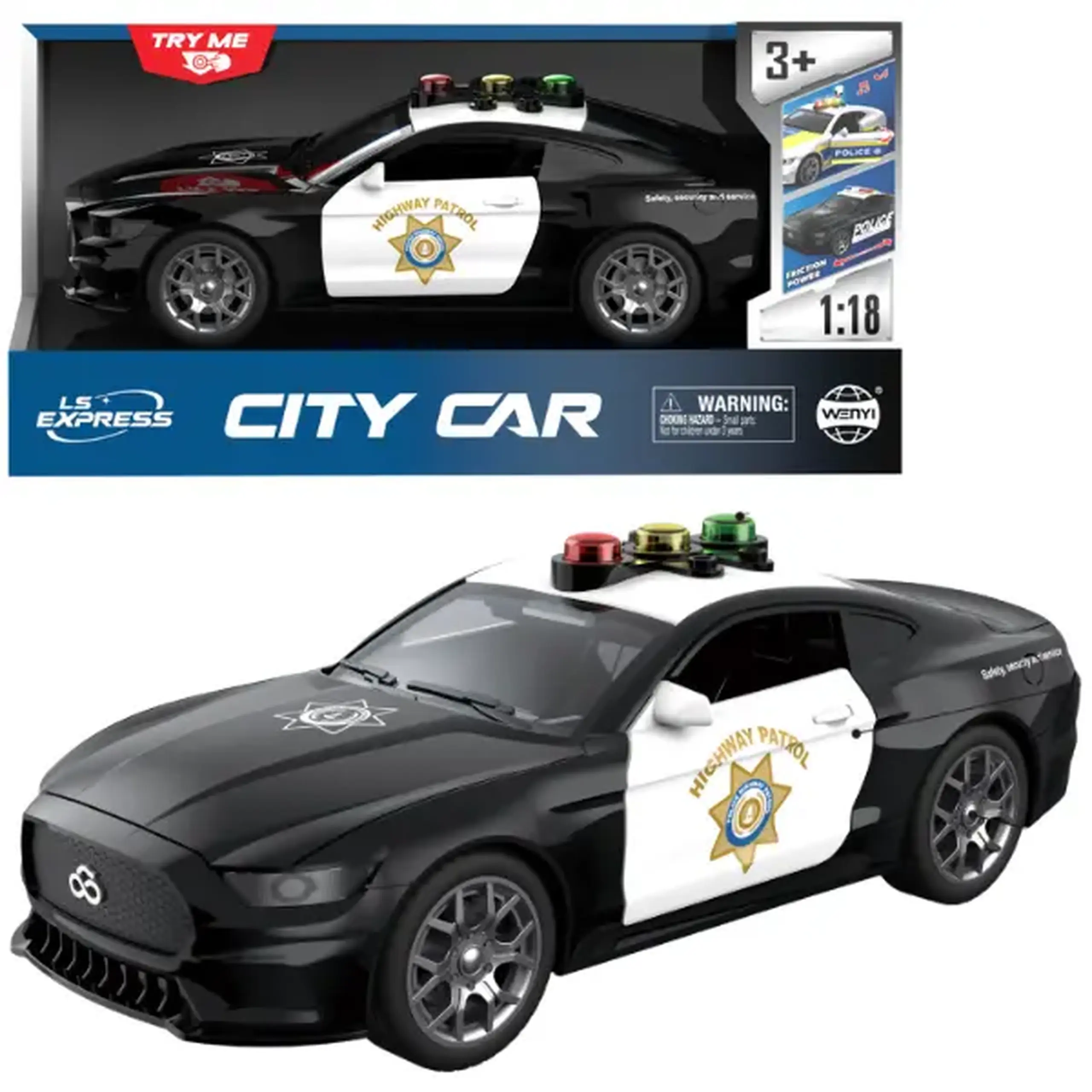 1:18 Mașină de poliție "Americană", cu inerție (lumină / sunet)