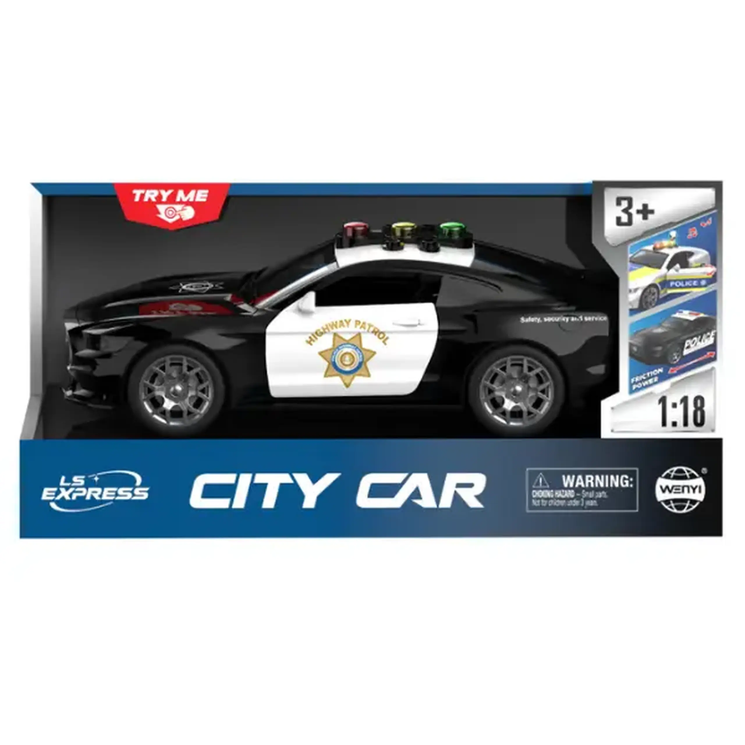 1:18 Mașină de poliție "Americană", cu inerție (lumină / sunet)
