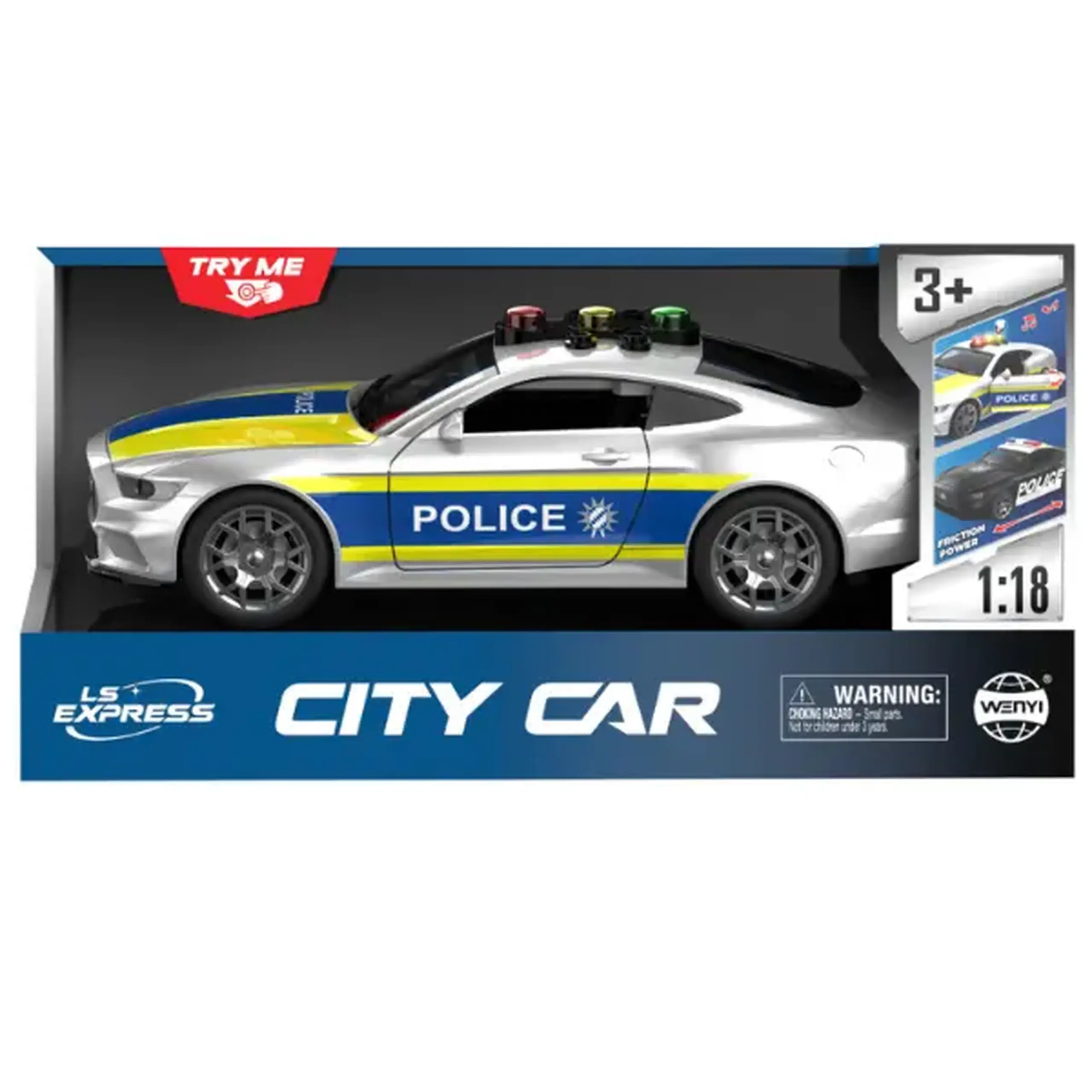1:18 Mașină de poliție "Germană", cu inerție (lumină / sunet)