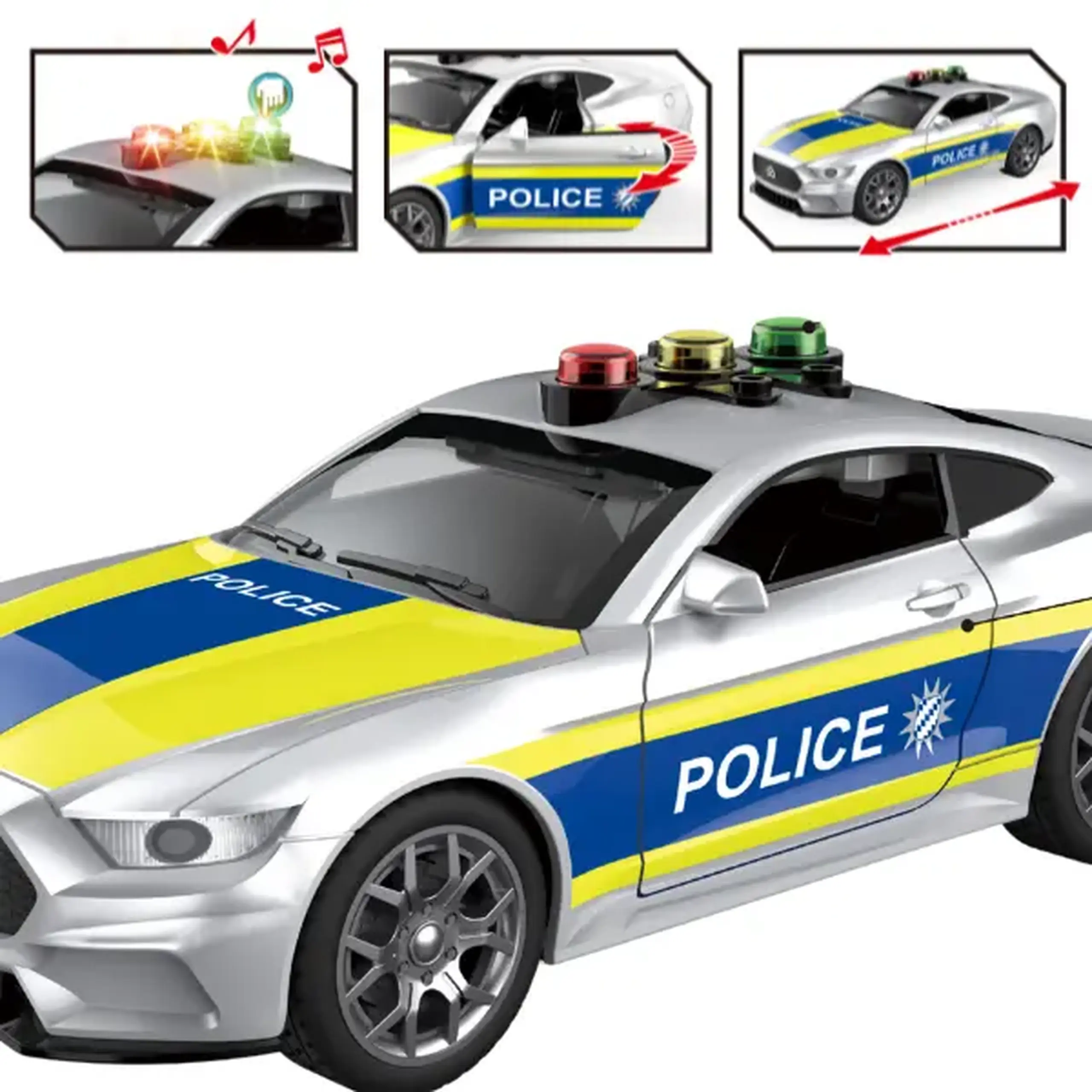 1:18 Mașină de poliție "Germană", cu inerție (lumină / sunet)