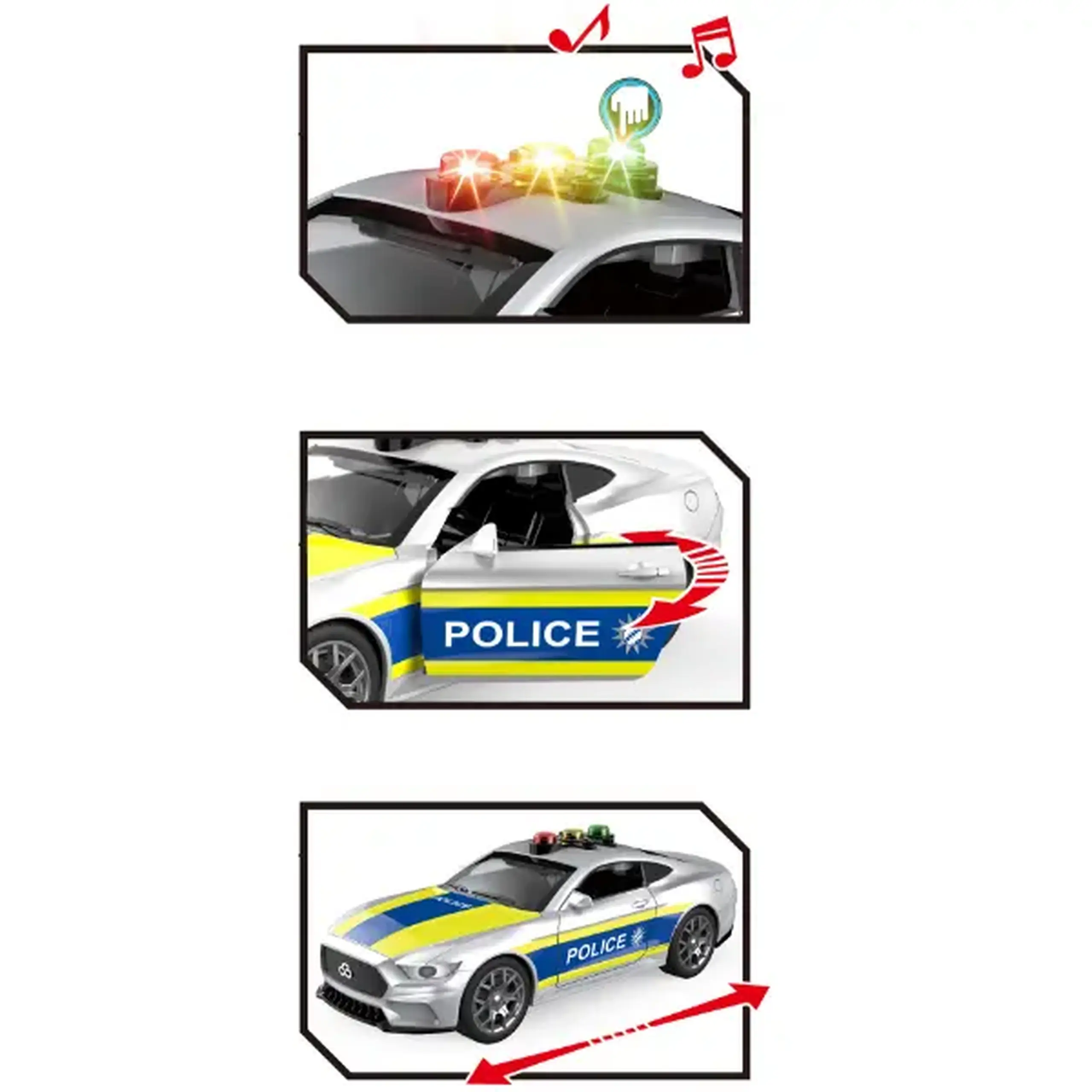 1:18 Mașină de poliție "Germană", cu inerție (lumină / sunet)