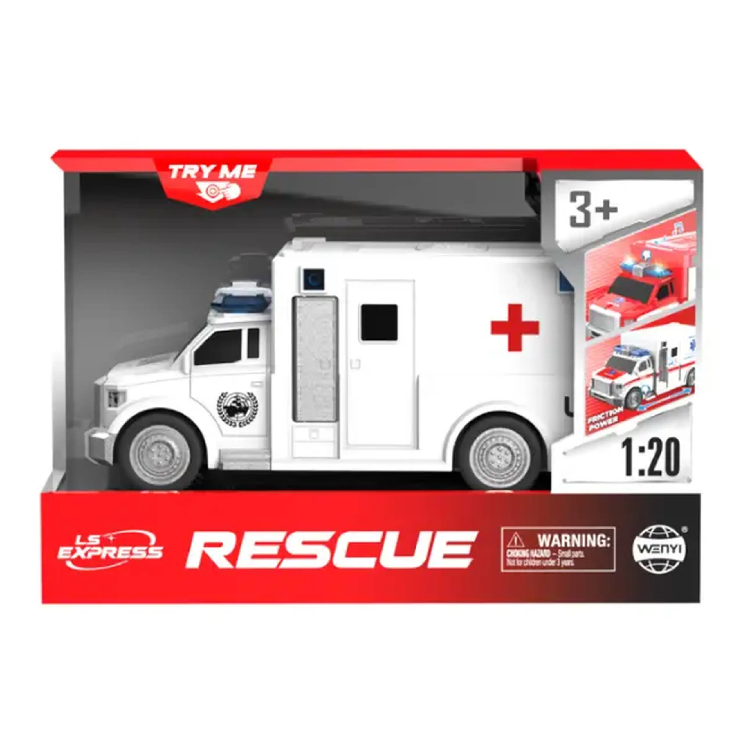 1:20 Ambulanță cu fricțiune (lumini / sunete)