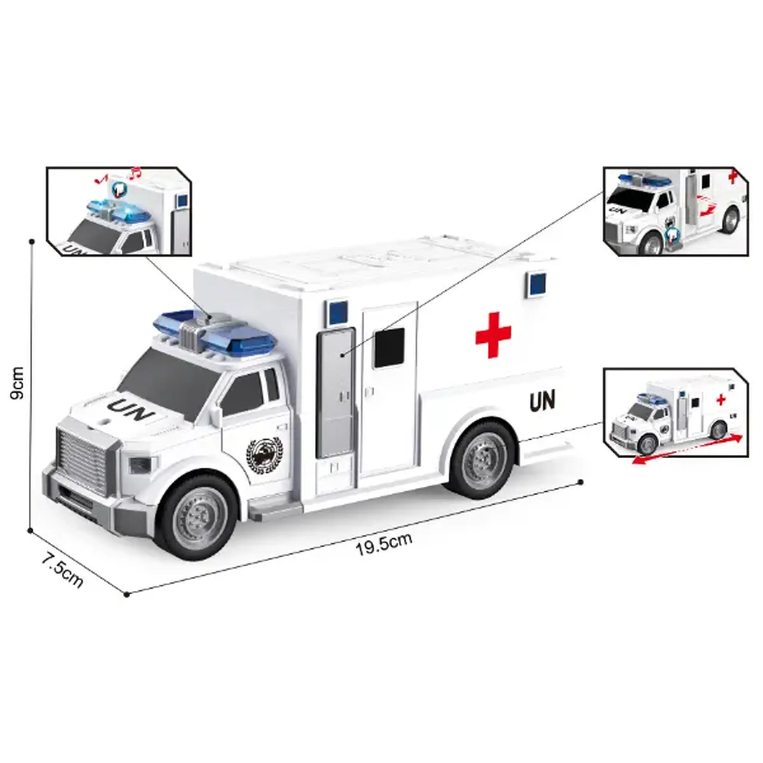 1:20 Ambulanță cu fricțiune (lumini / sunete)