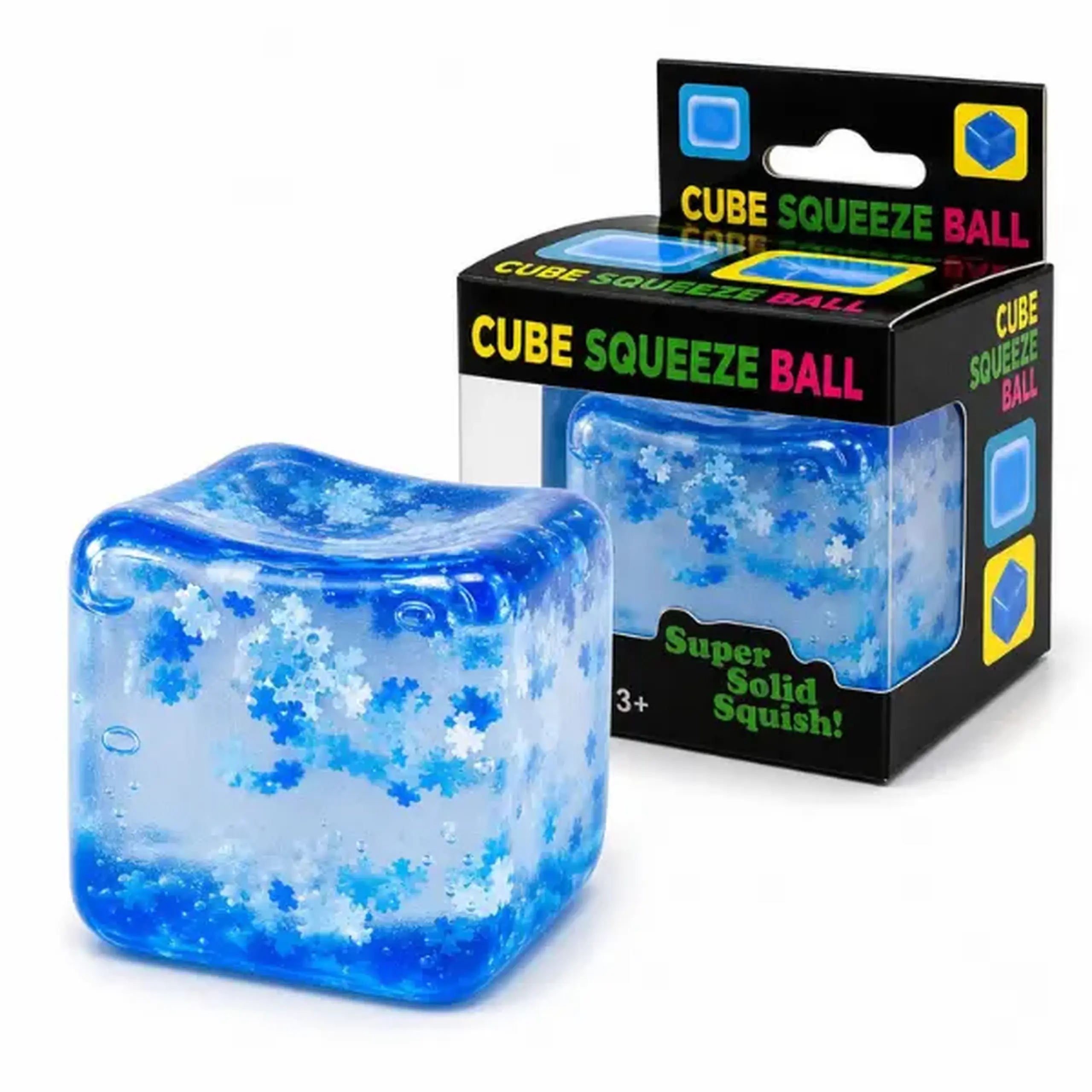 Cub antistres "Needoh: Flippy Ice Cube" cu fulgi de nea, 5.5×5.5×5.5 cm