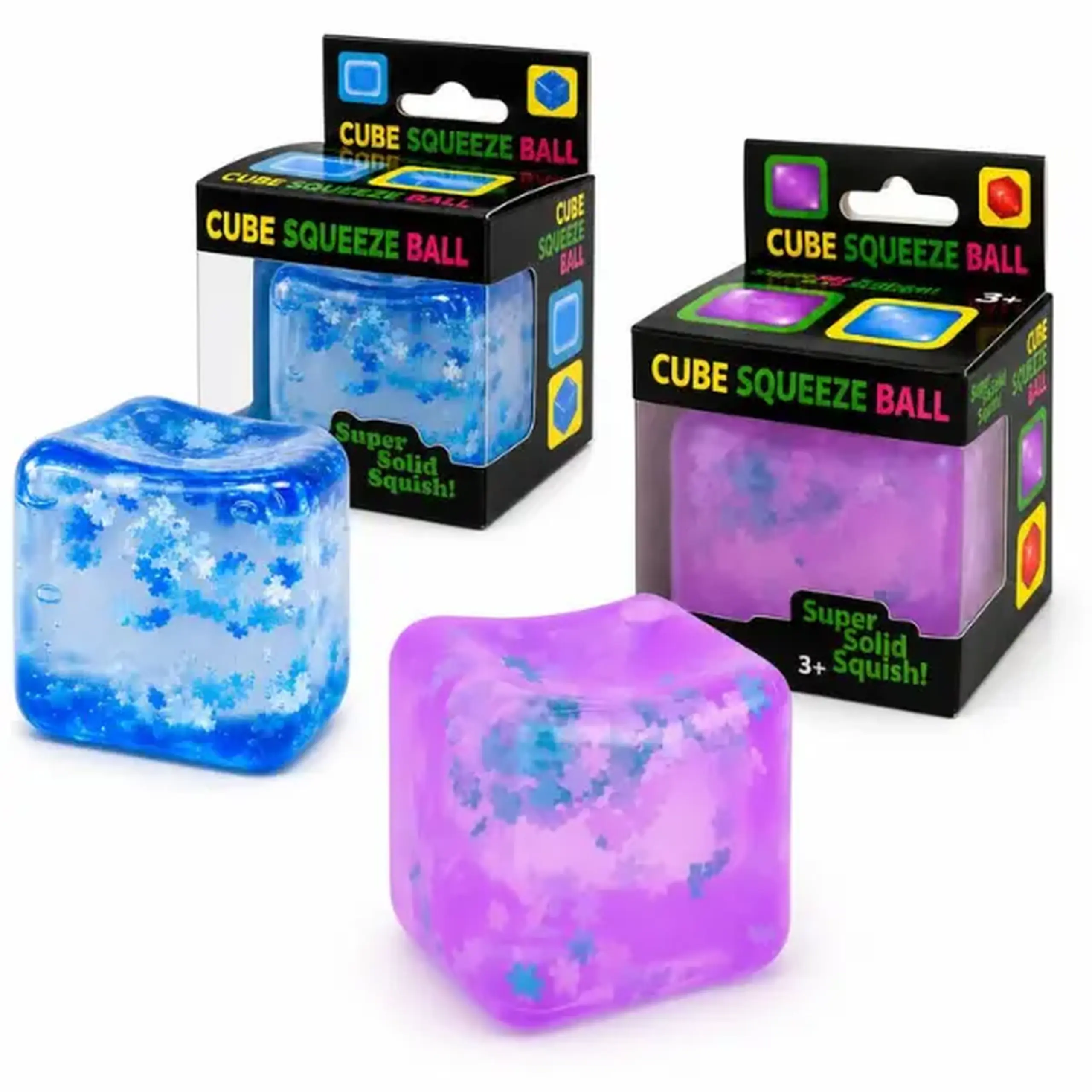 Cub antistres "Needoh: Flippy Ice Cube" cu fulgi de nea, 5.5×5.5×5.5 cm
