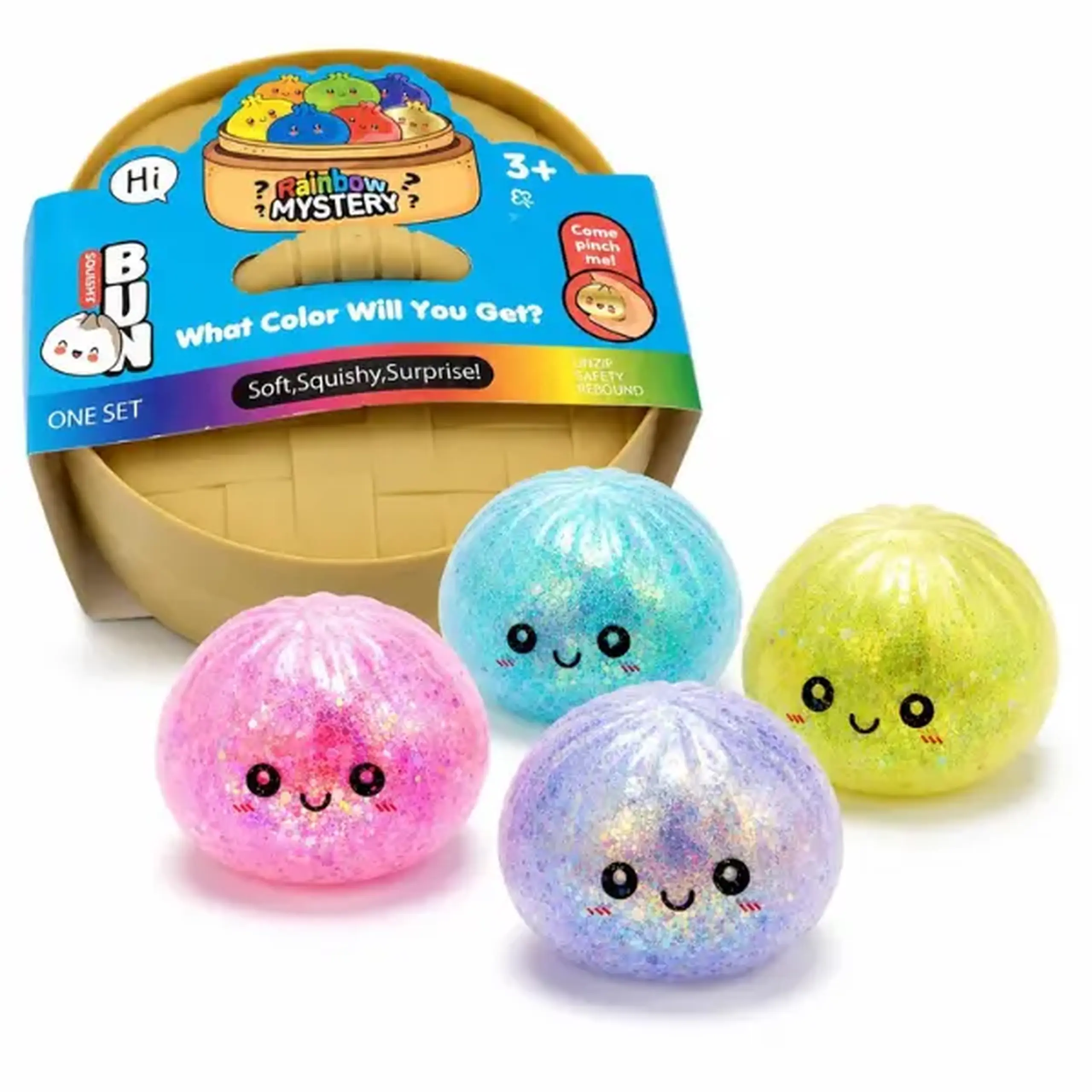 Jucărie antistres „Flippy Squishy: Dumpling”cu sclipici, 8.5 x 8.5 x 8.5 cm